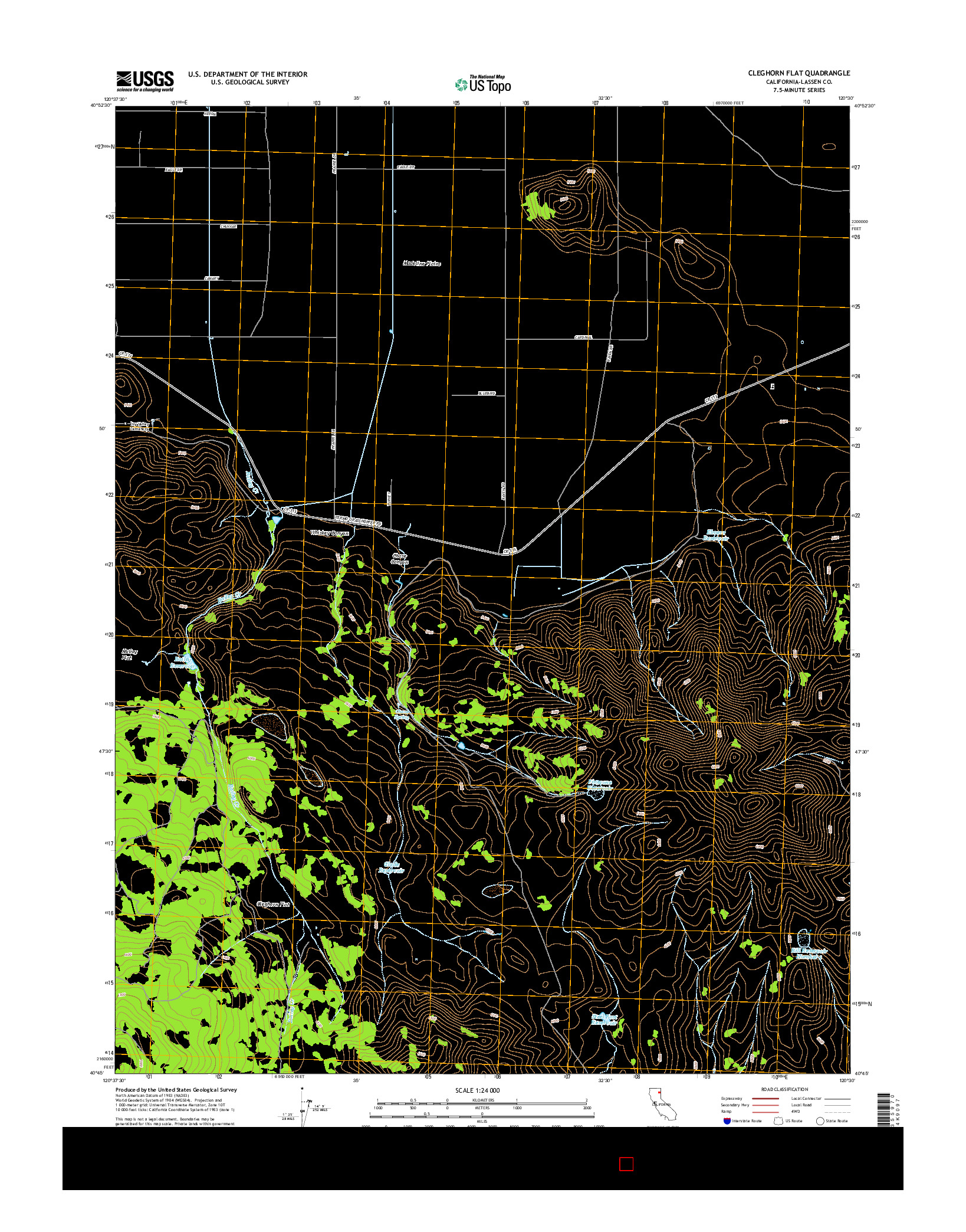 USGS US TOPO 7.5-MINUTE MAP FOR CLEGHORN FLAT, CA 2015