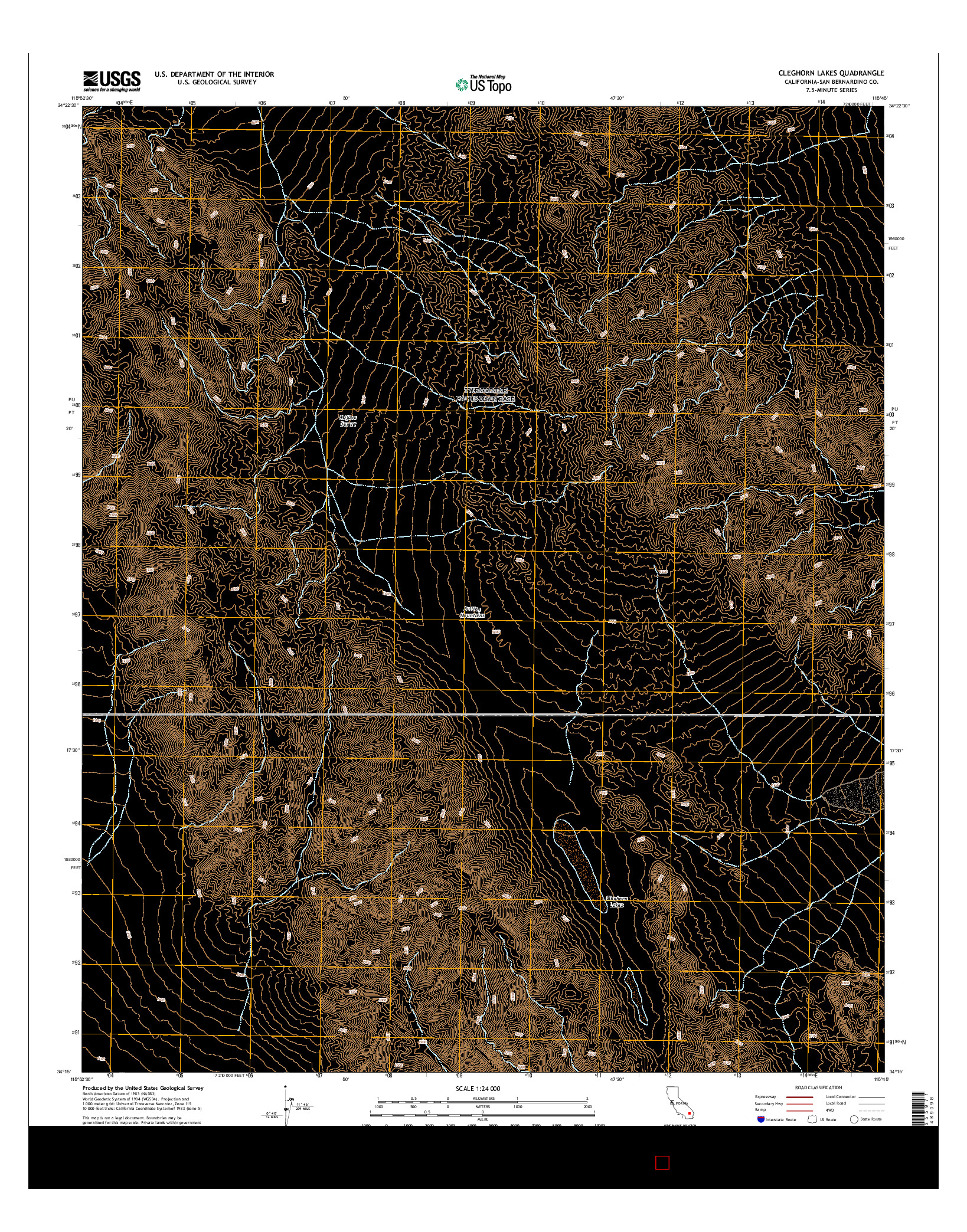 USGS US TOPO 7.5-MINUTE MAP FOR CLEGHORN LAKES, CA 2015