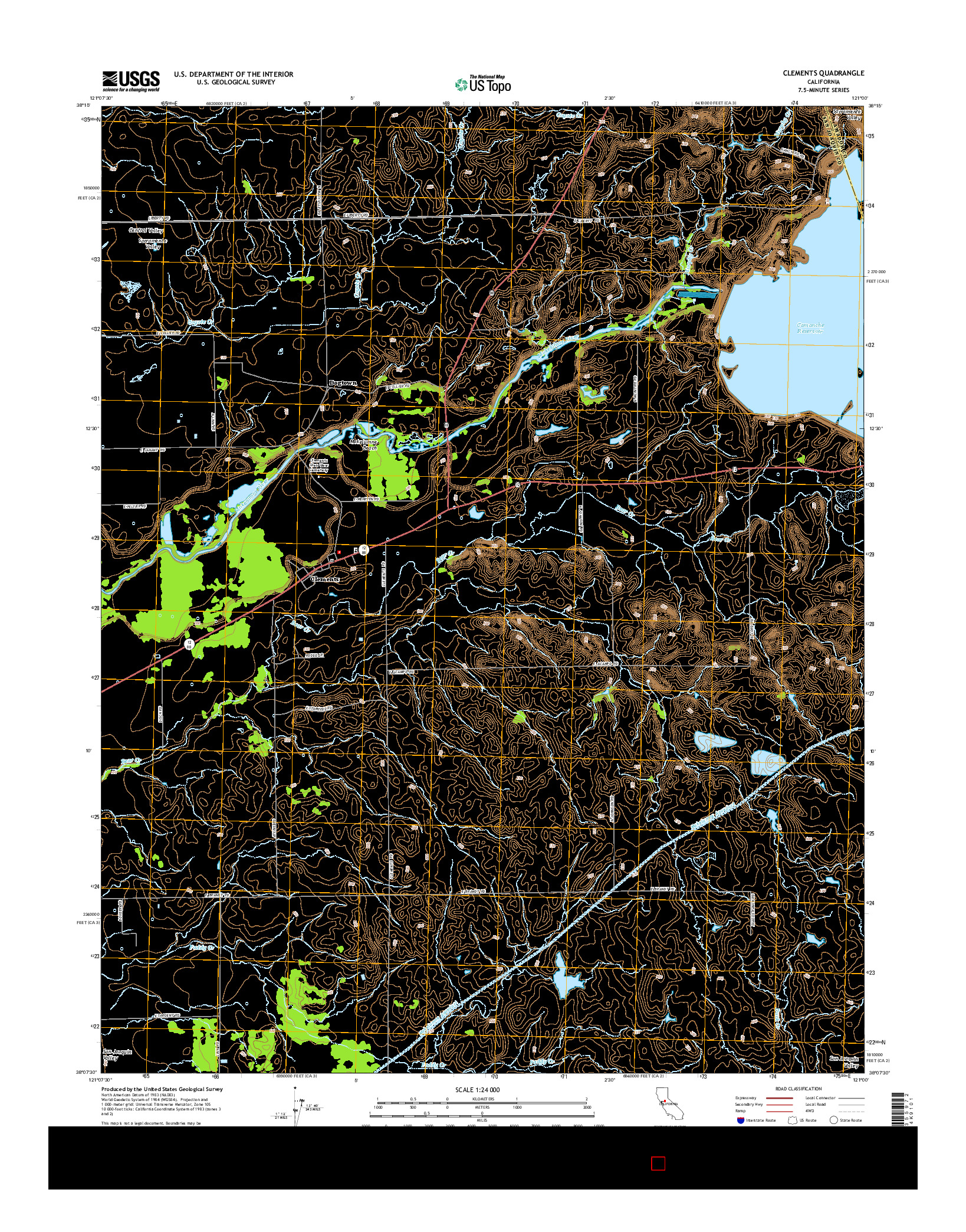 USGS US TOPO 7.5-MINUTE MAP FOR CLEMENTS, CA 2015