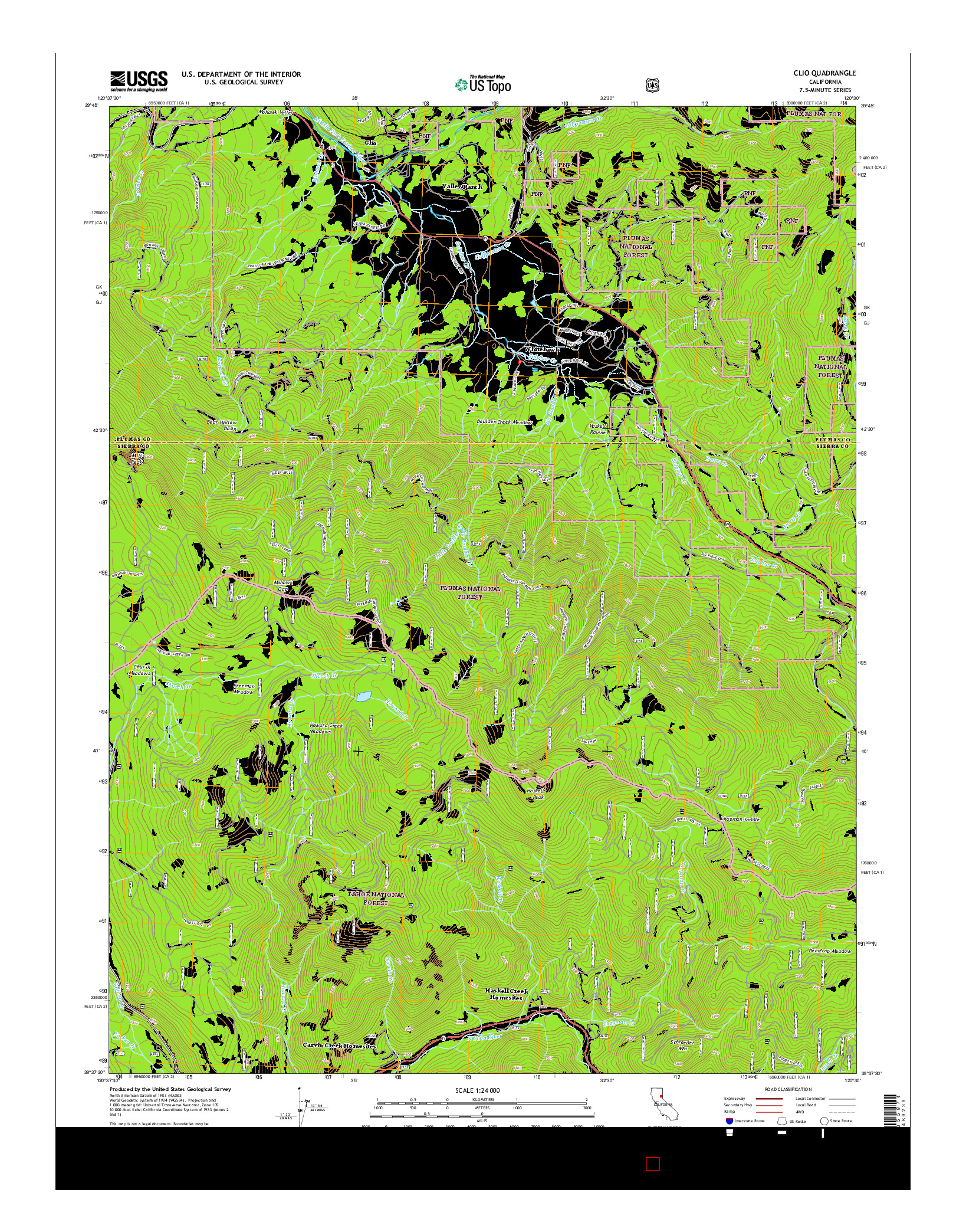 USGS US TOPO 7.5-MINUTE MAP FOR CLIO, CA 2015