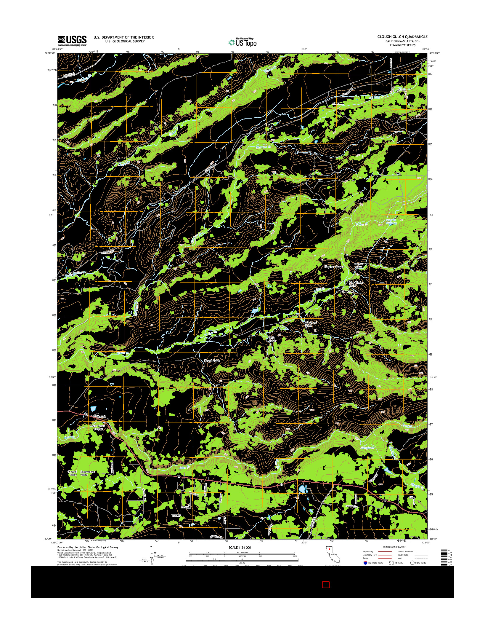 USGS US TOPO 7.5-MINUTE MAP FOR CLOUGH GULCH, CA 2015