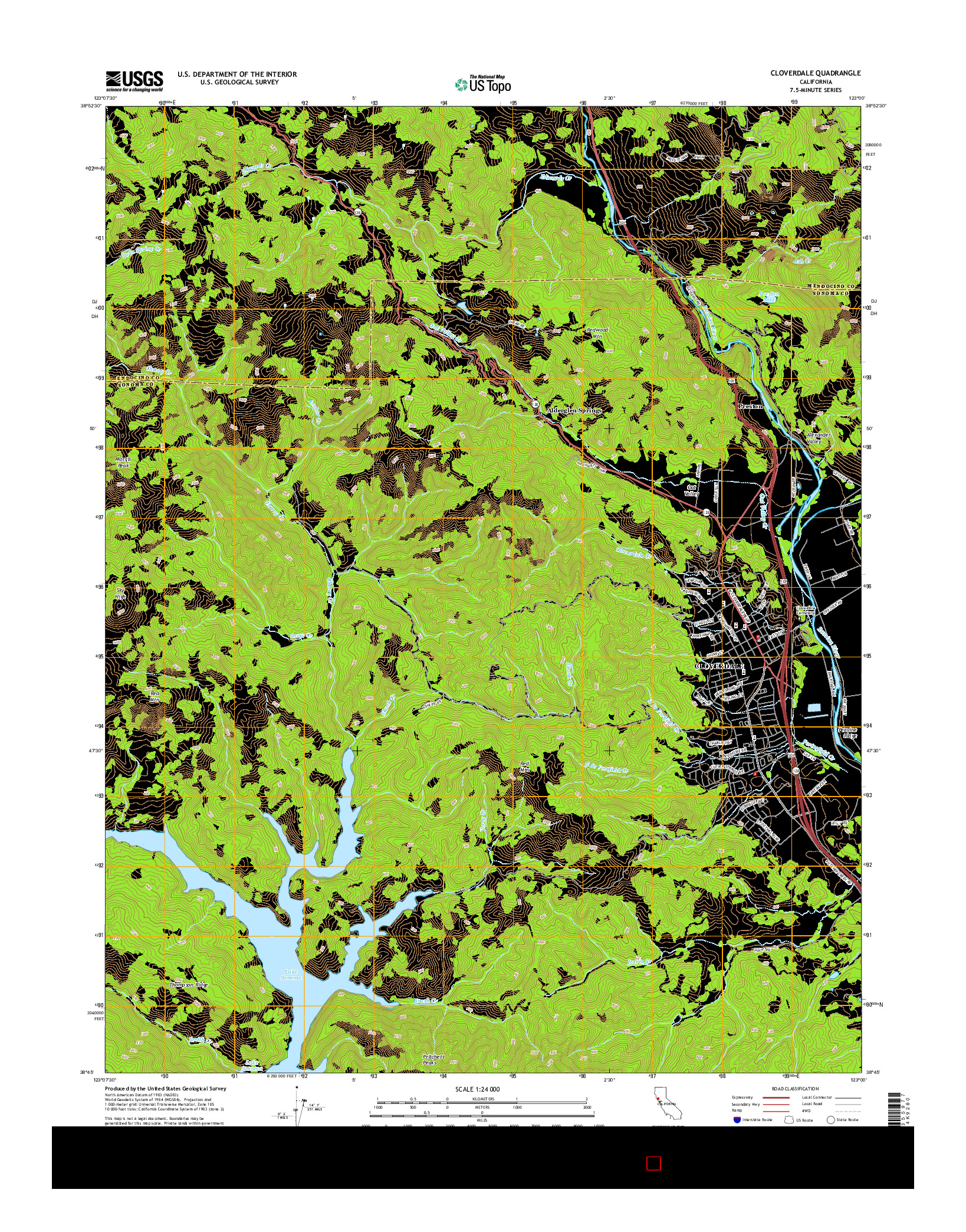 USGS US TOPO 7.5-MINUTE MAP FOR CLOVERDALE, CA 2015