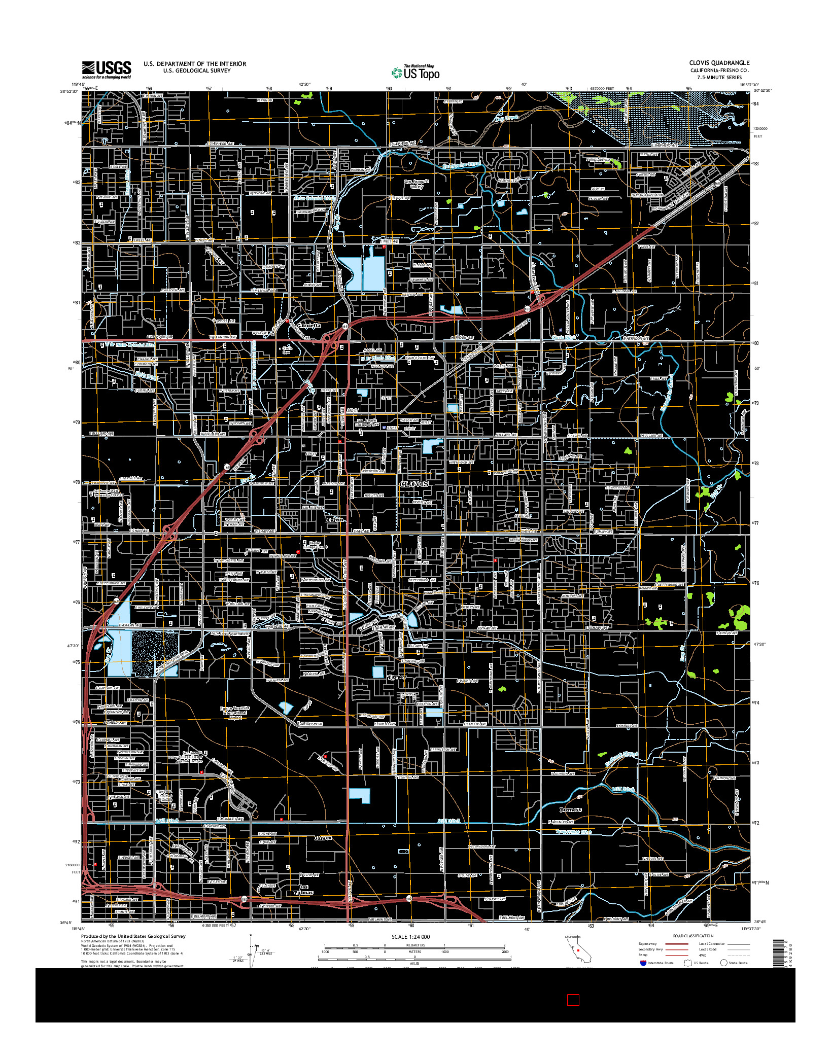 USGS US TOPO 7.5-MINUTE MAP FOR CLOVIS, CA 2015