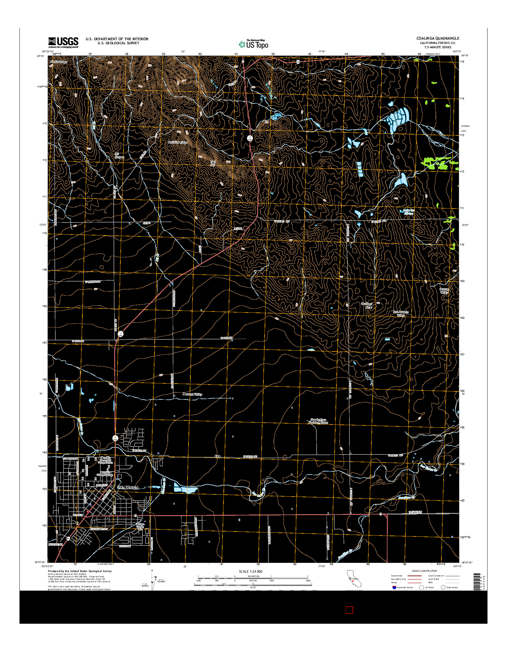 USGS US TOPO 7.5-MINUTE MAP FOR COALINGA, CA 2015