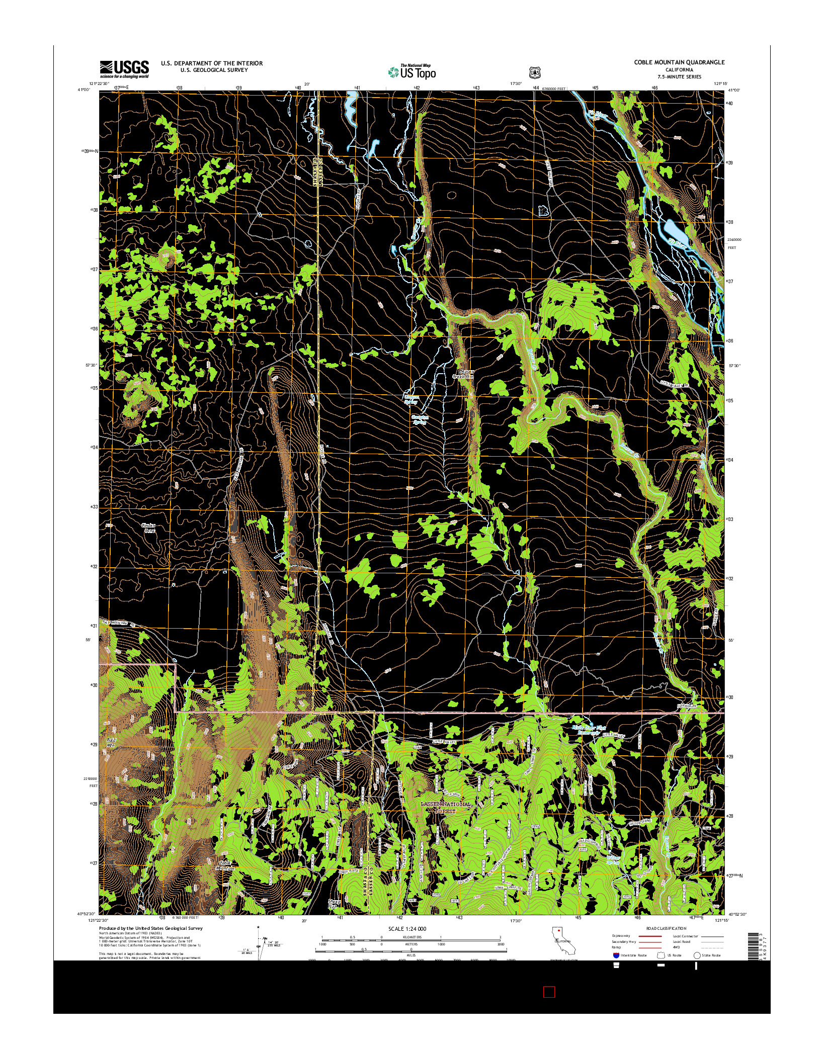 USGS US TOPO 7.5-MINUTE MAP FOR COBLE MOUNTAIN, CA 2015