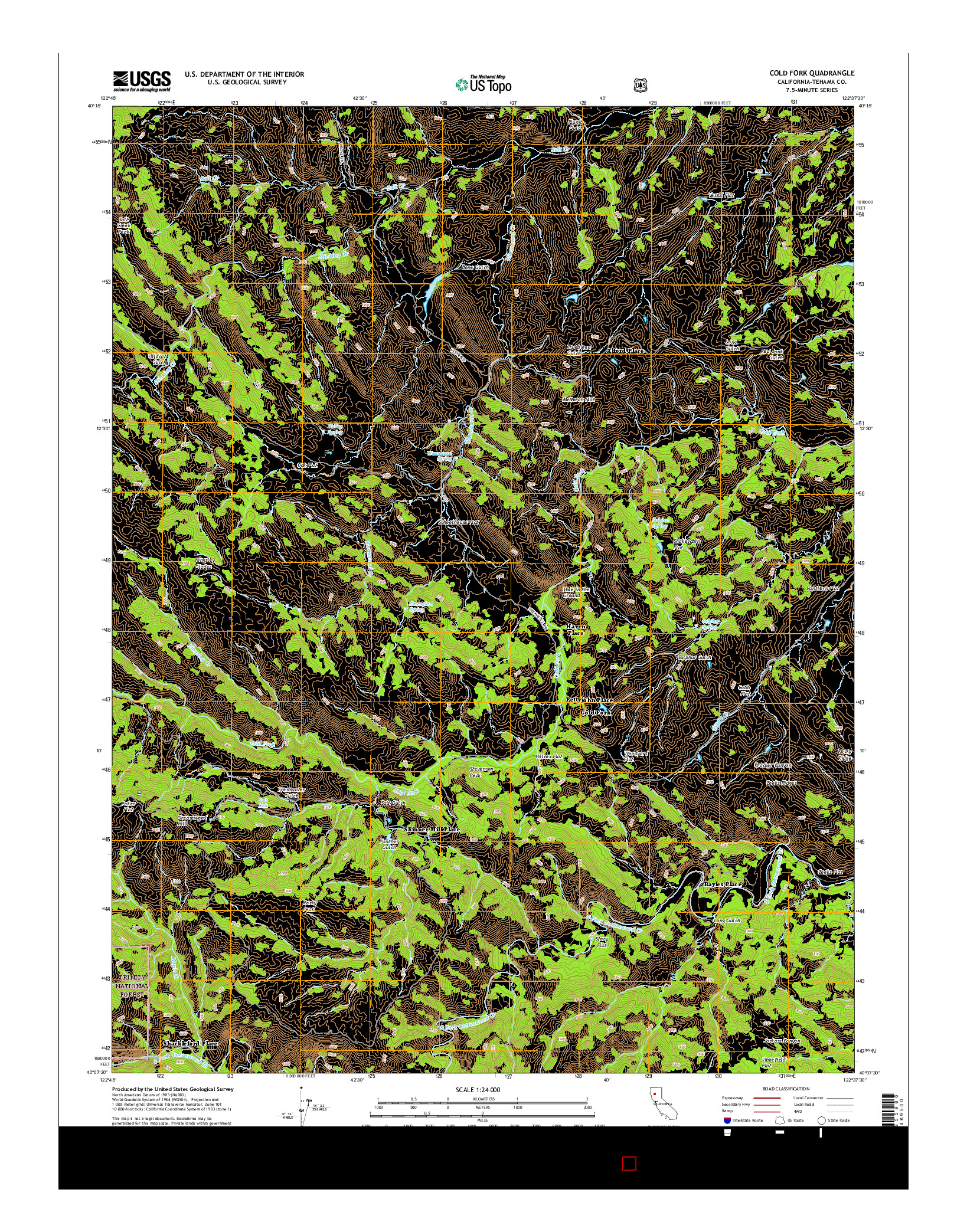 USGS US TOPO 7.5-MINUTE MAP FOR COLD FORK, CA 2015