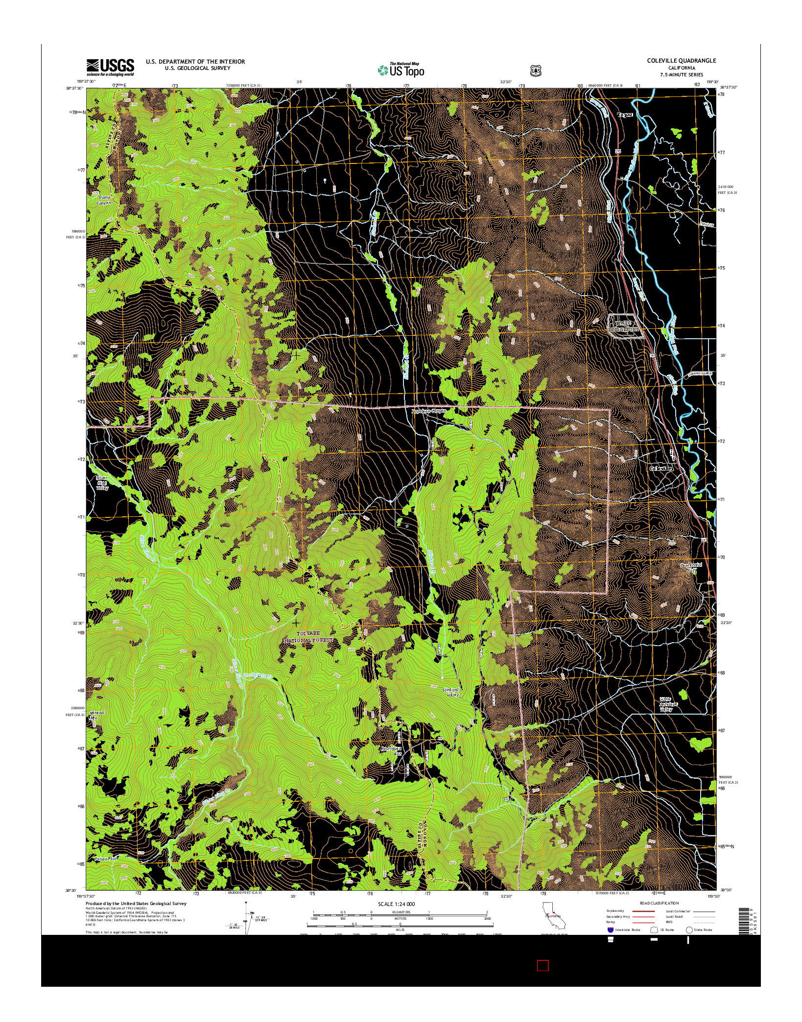 USGS US TOPO 7.5-MINUTE MAP FOR COLEVILLE, CA 2015