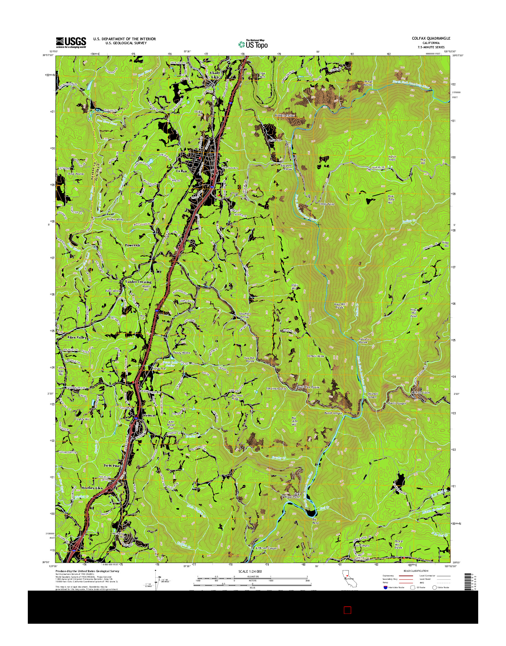 USGS US TOPO 7.5-MINUTE MAP FOR COLFAX, CA 2015