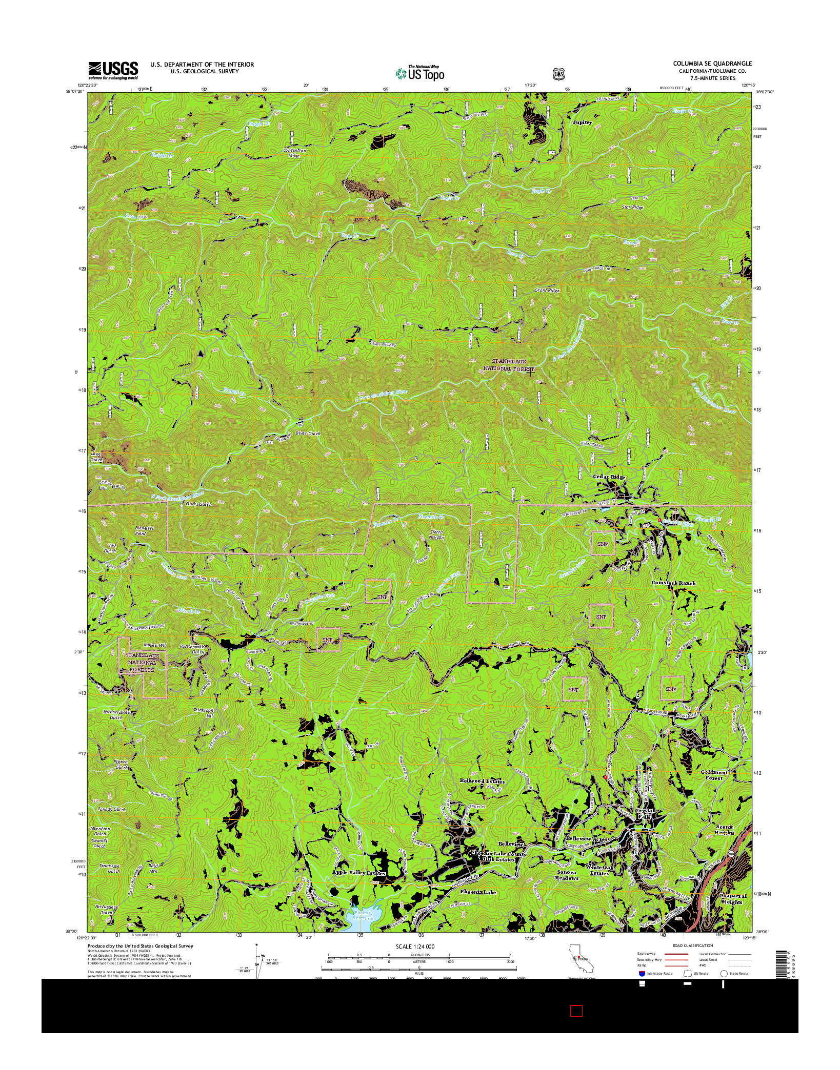 USGS US TOPO 7.5-MINUTE MAP FOR COLUMBIA SE, CA 2015