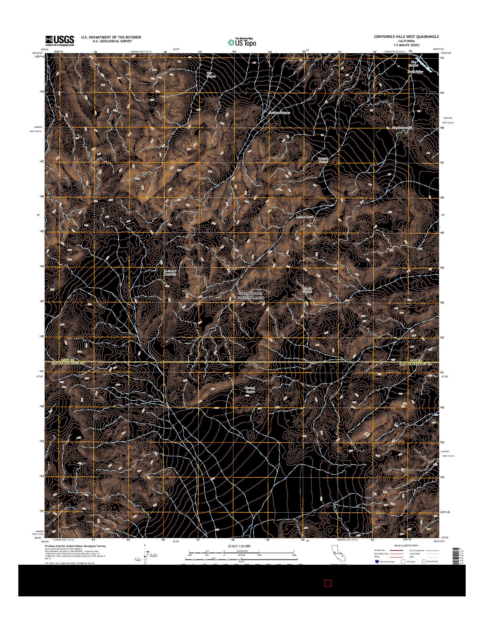 USGS US TOPO 7.5-MINUTE MAP FOR CONFIDENCE HILLS WEST, CA 2015