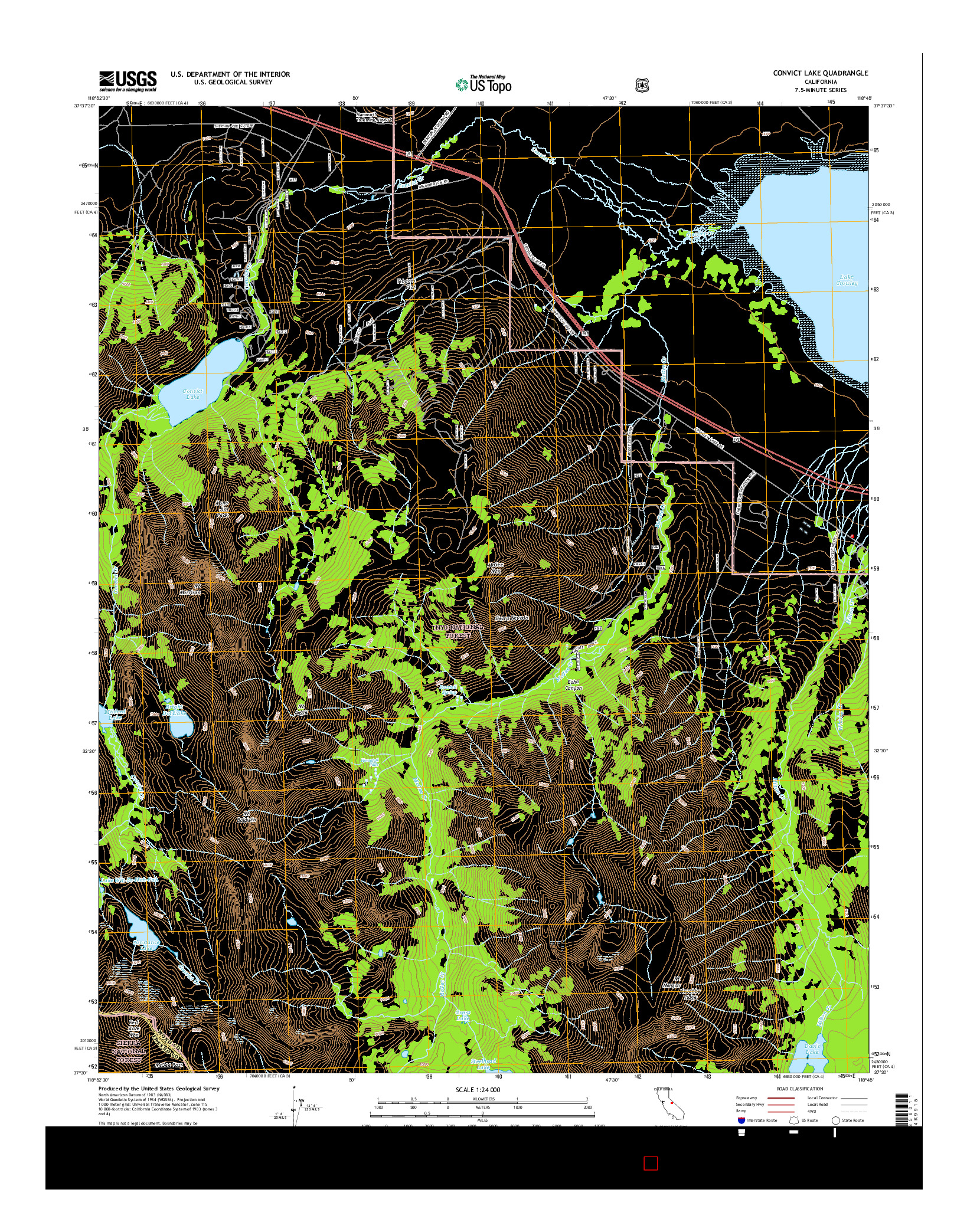 USGS US TOPO 7.5-MINUTE MAP FOR CONVICT LAKE, CA 2015