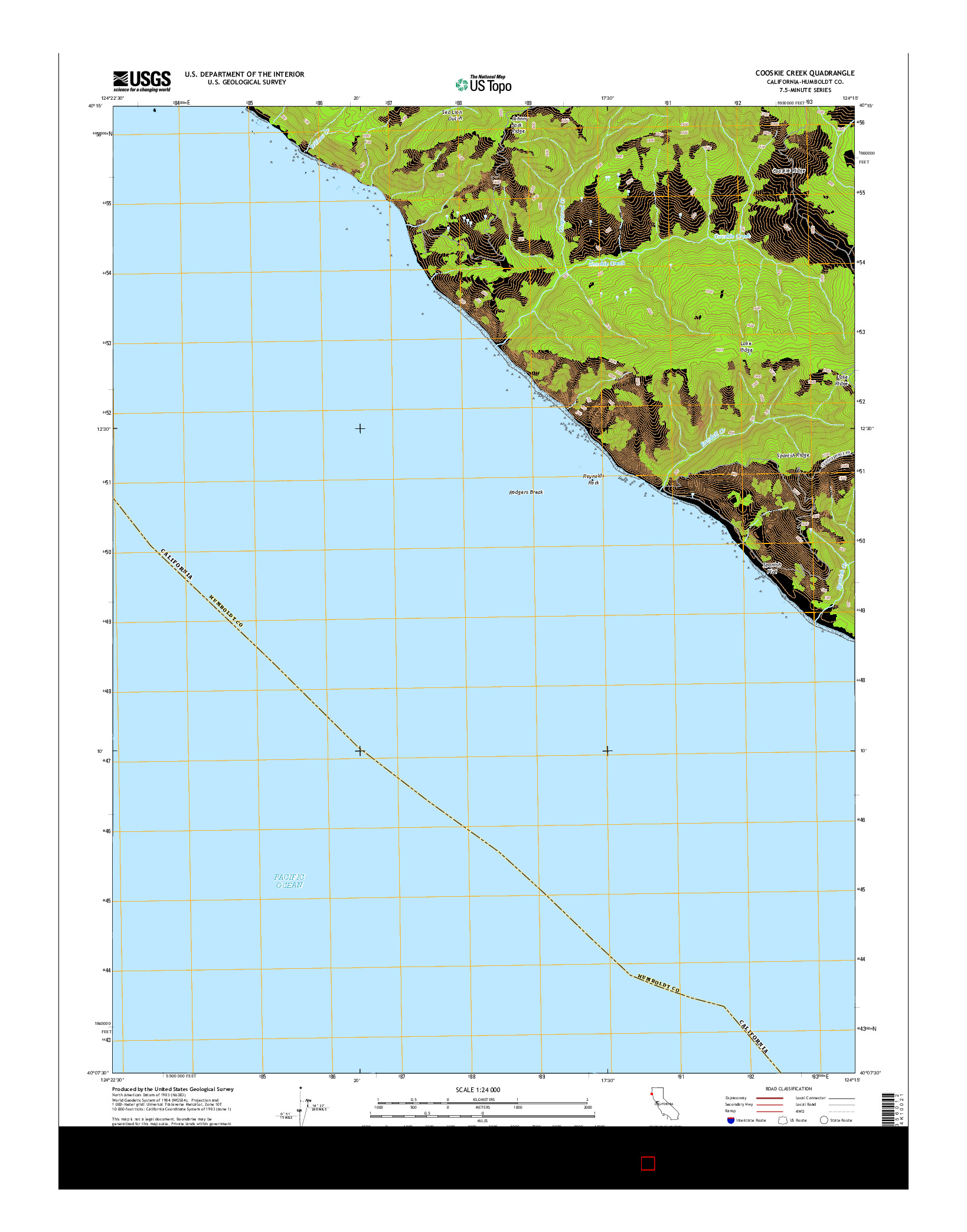 USGS US TOPO 7.5-MINUTE MAP FOR COOSKIE CREEK, CA 2015