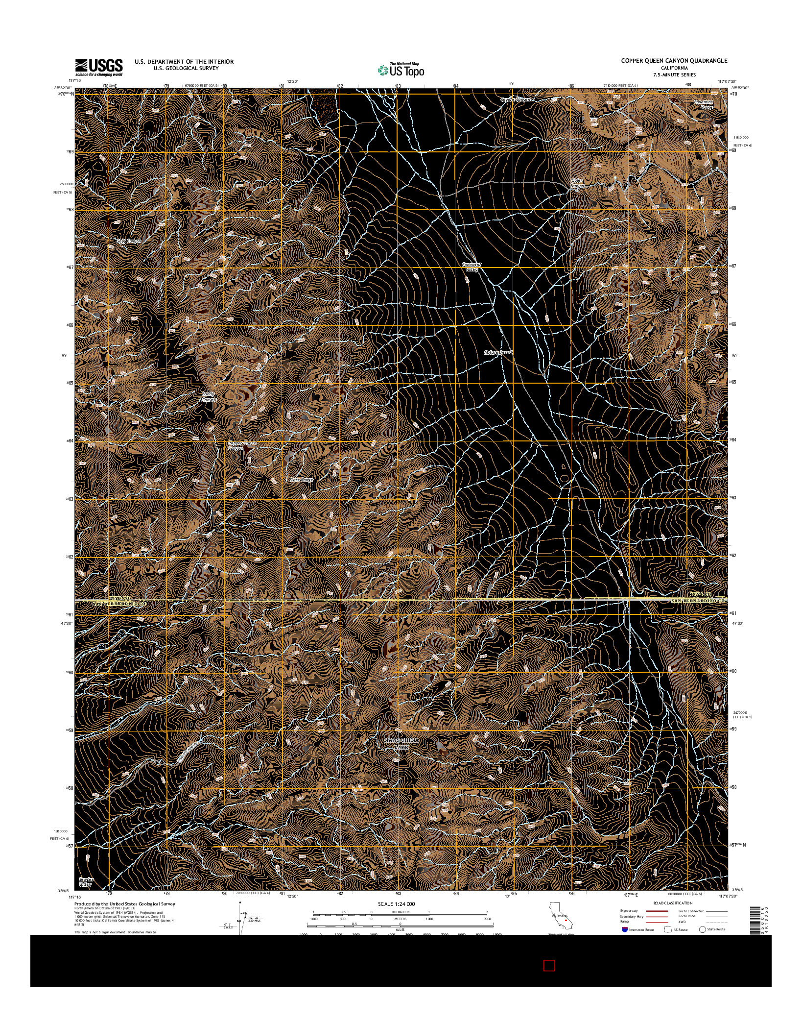 USGS US TOPO 7.5-MINUTE MAP FOR COPPER QUEEN CANYON, CA 2015