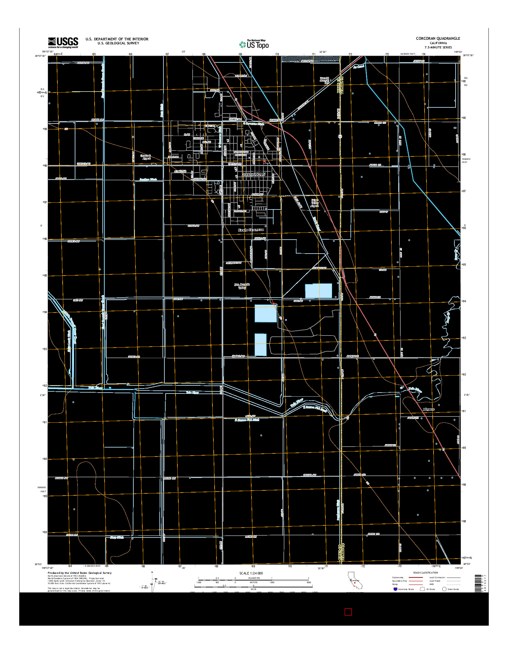 USGS US TOPO 7.5-MINUTE MAP FOR CORCORAN, CA 2015