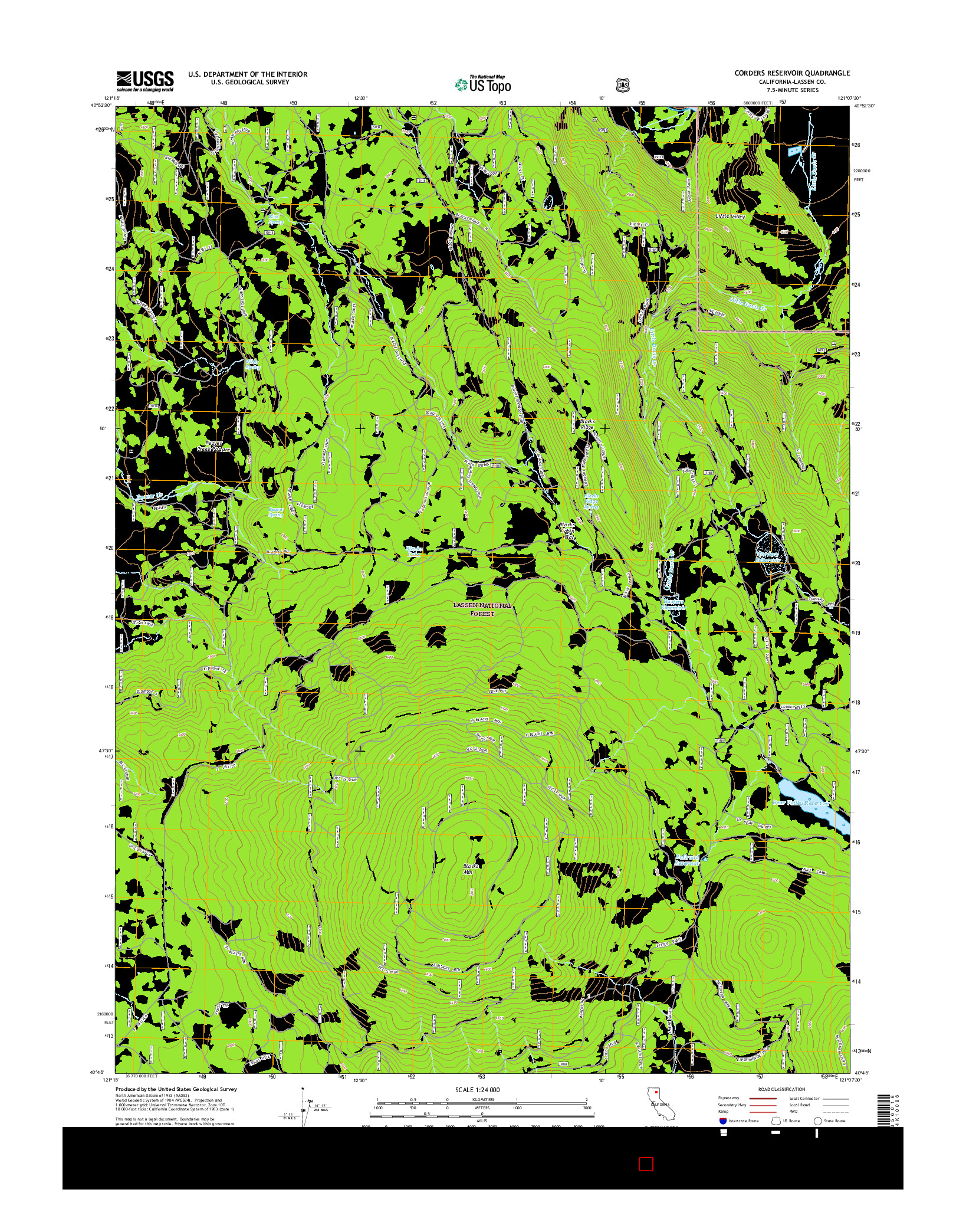 USGS US TOPO 7.5-MINUTE MAP FOR CORDERS RESERVOIR, CA 2015
