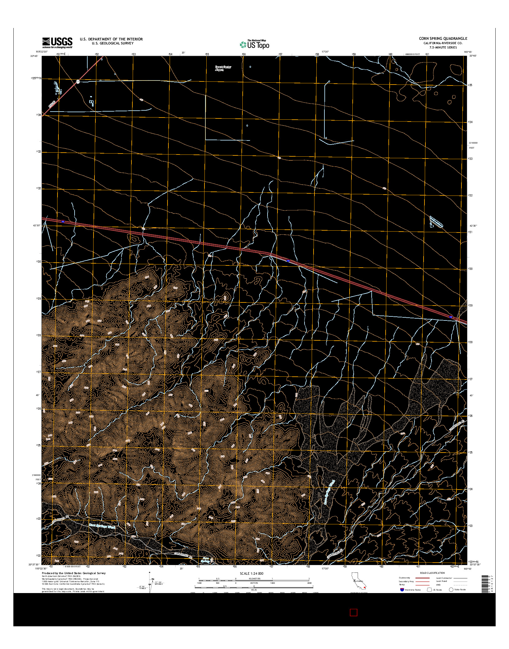 USGS US TOPO 7.5-MINUTE MAP FOR CORN SPRING, CA 2015