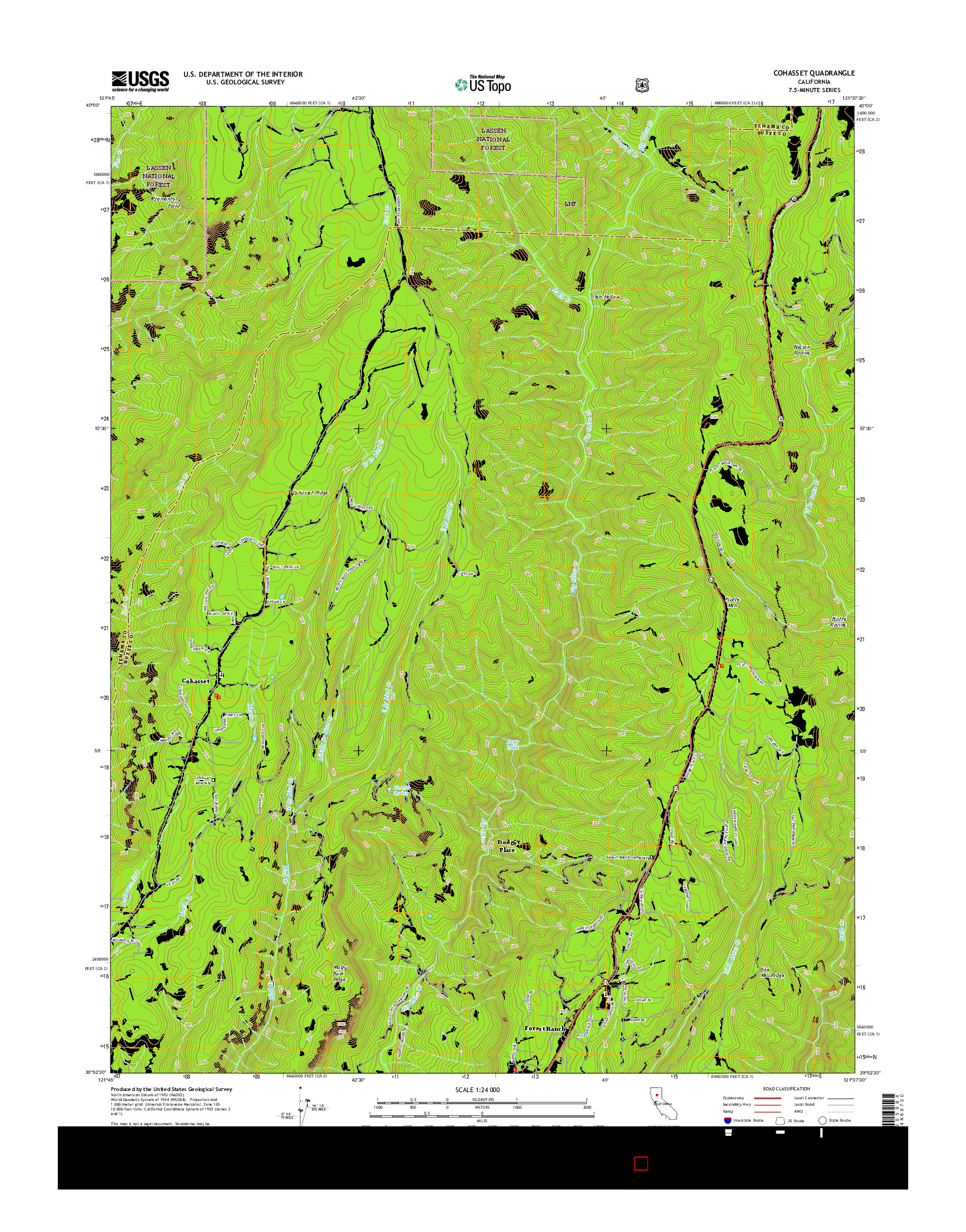 USGS US TOPO 7.5-MINUTE MAP FOR COHASSET, CA 2015