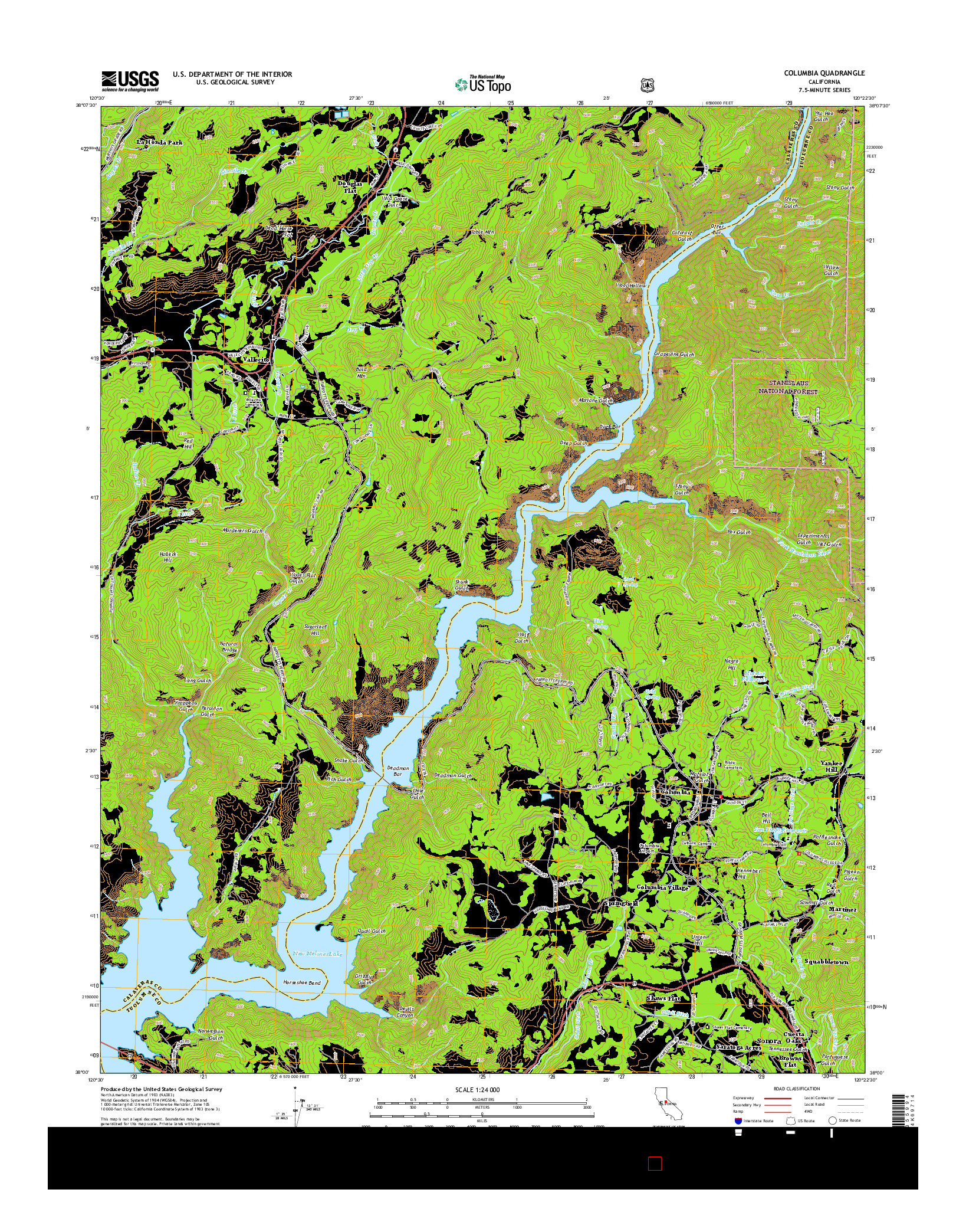 USGS US TOPO 7.5-MINUTE MAP FOR COLUMBIA, CA 2015