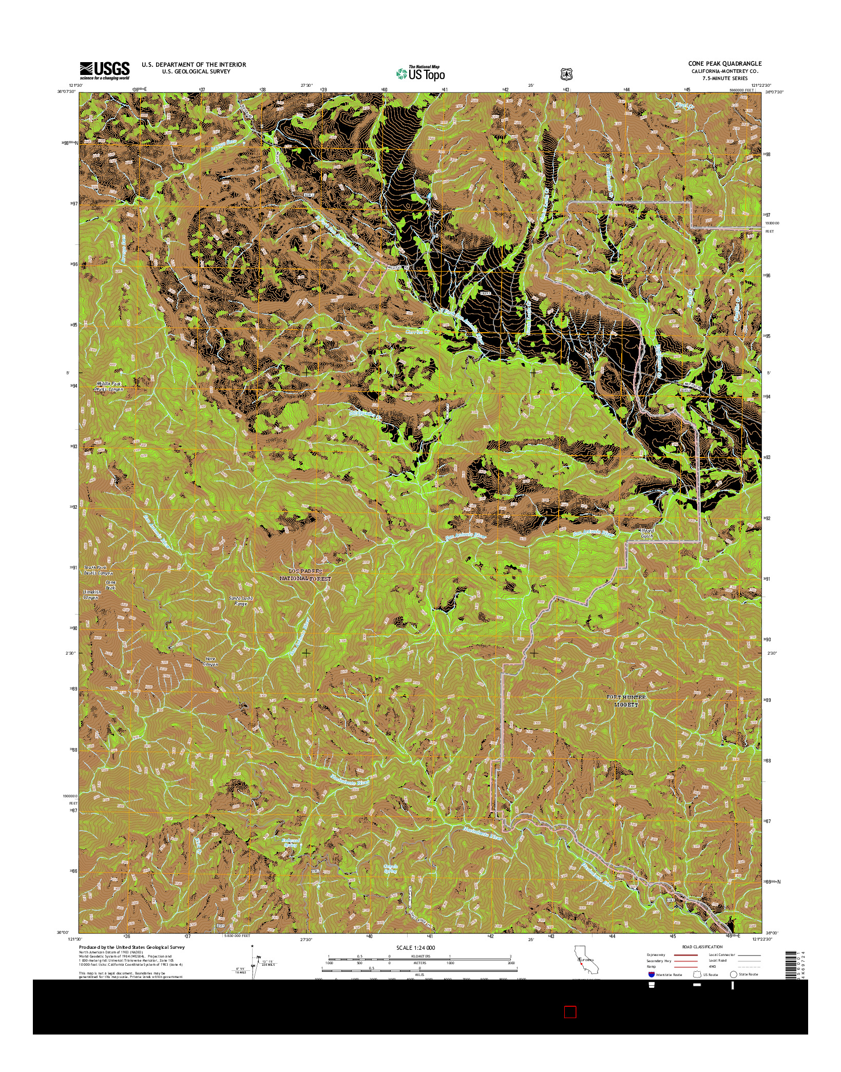 USGS US TOPO 7.5-MINUTE MAP FOR CONE PEAK, CA 2015