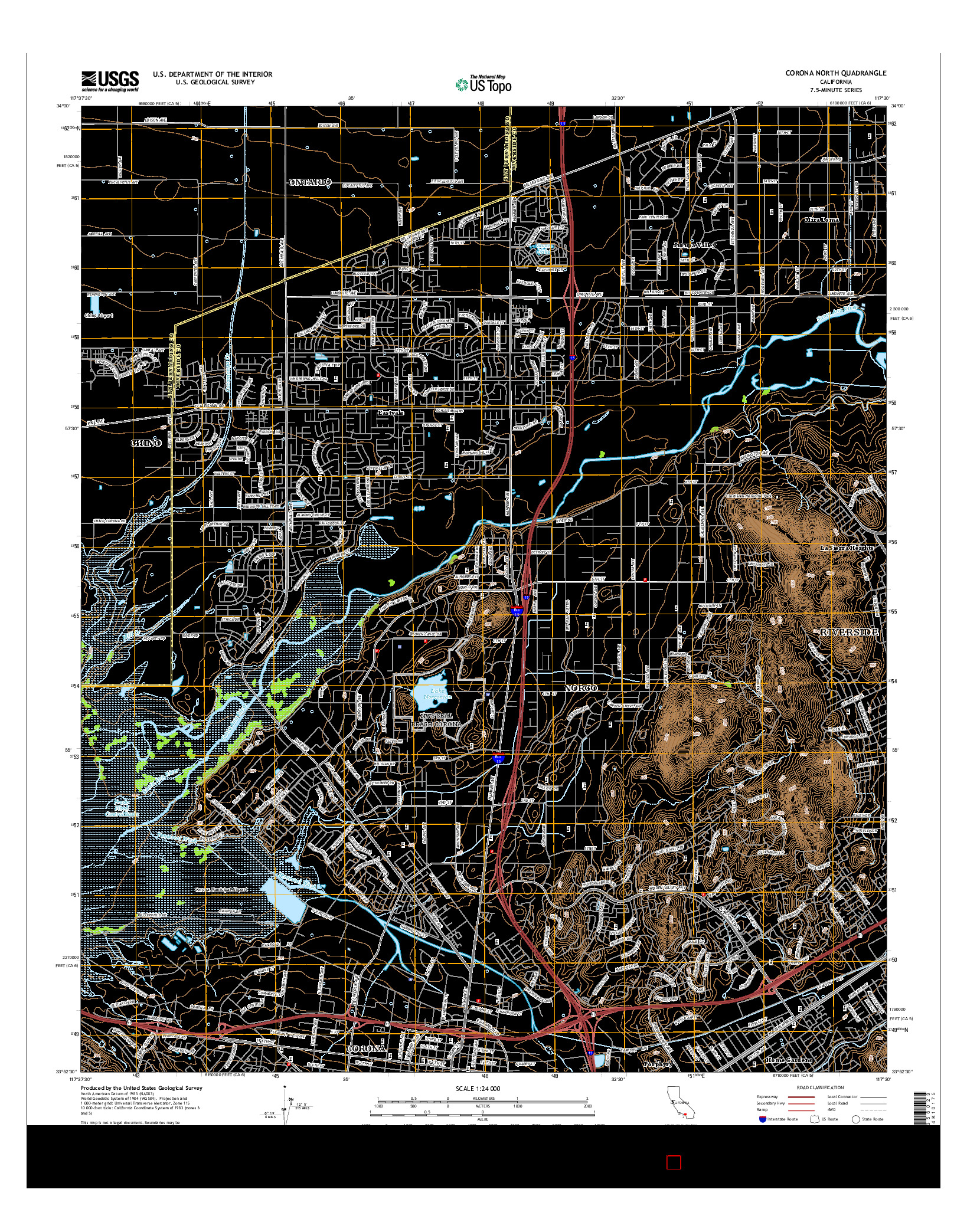 USGS US TOPO 7.5-MINUTE MAP FOR CORONA NORTH, CA 2015