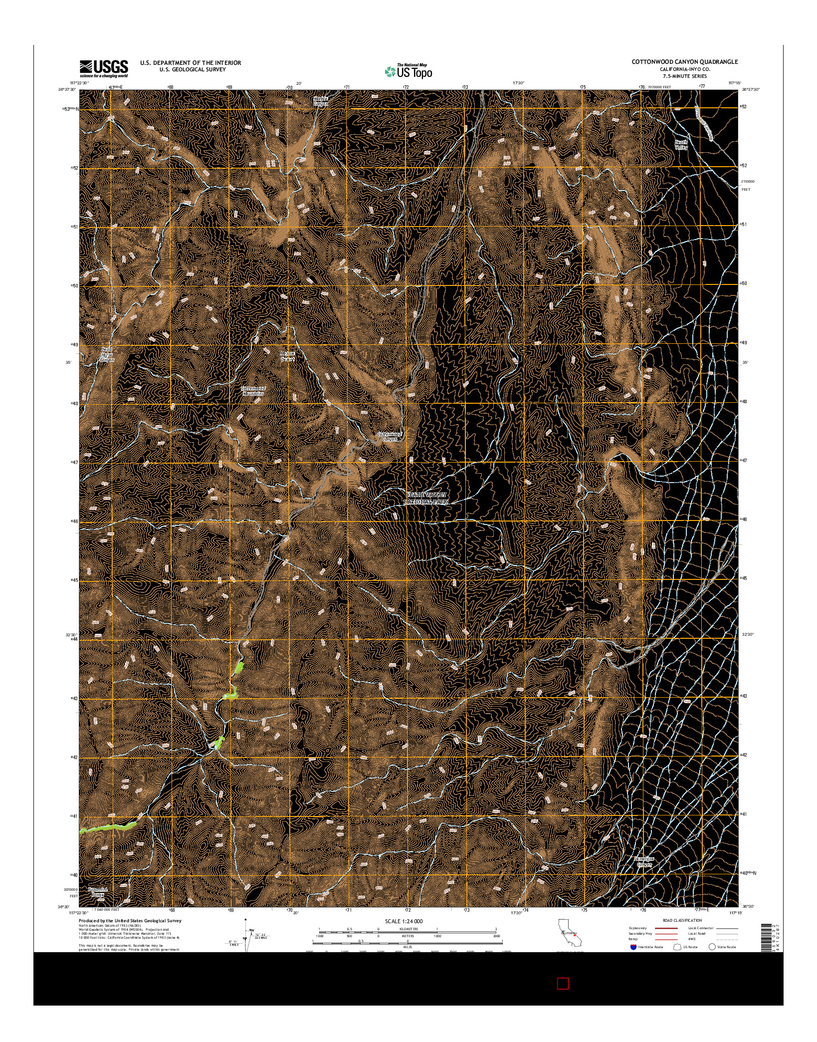 USGS US TOPO 7.5-MINUTE MAP FOR COTTONWOOD CANYON, CA 2015