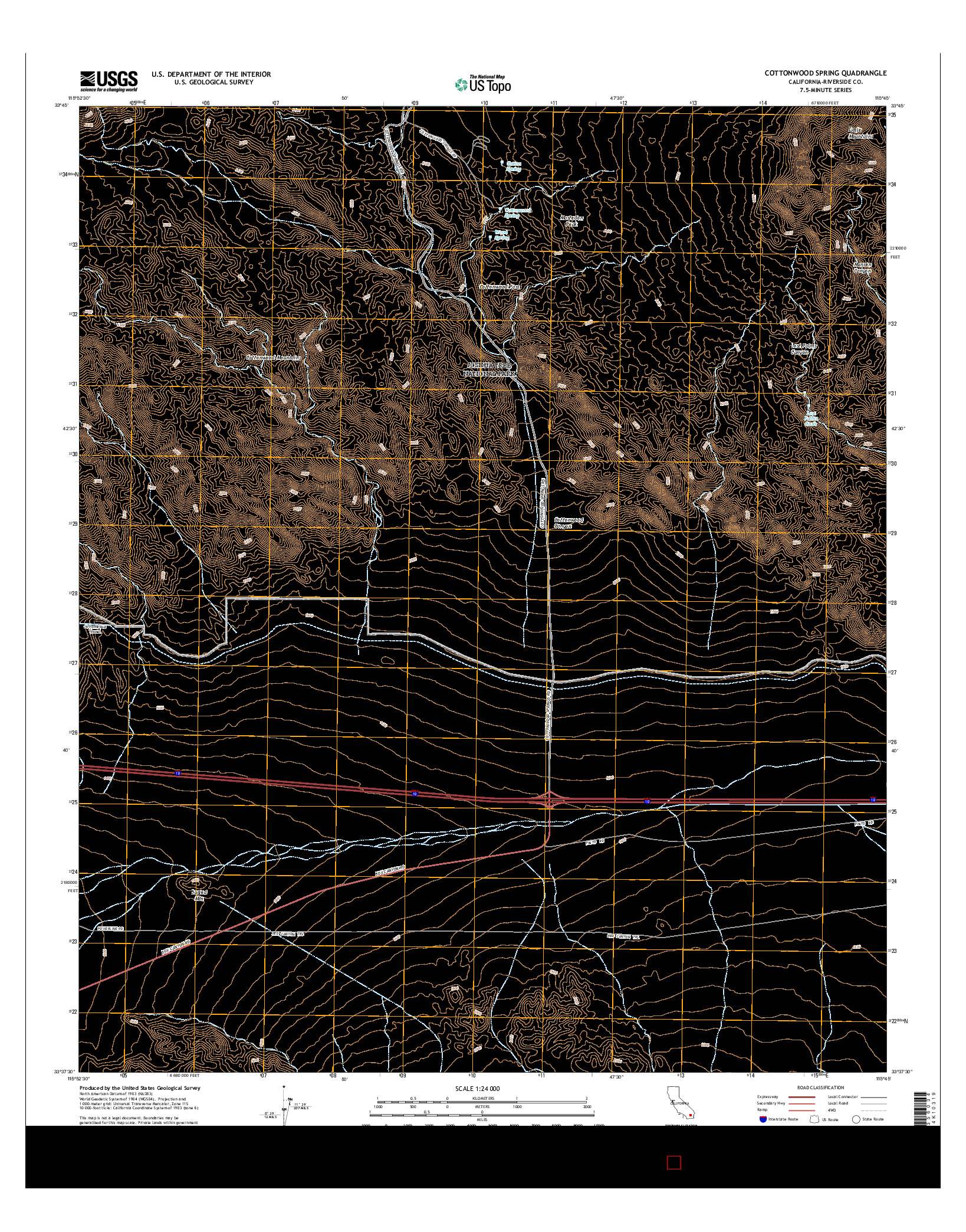 USGS US TOPO 7.5-MINUTE MAP FOR COTTONWOOD SPRING, CA 2015