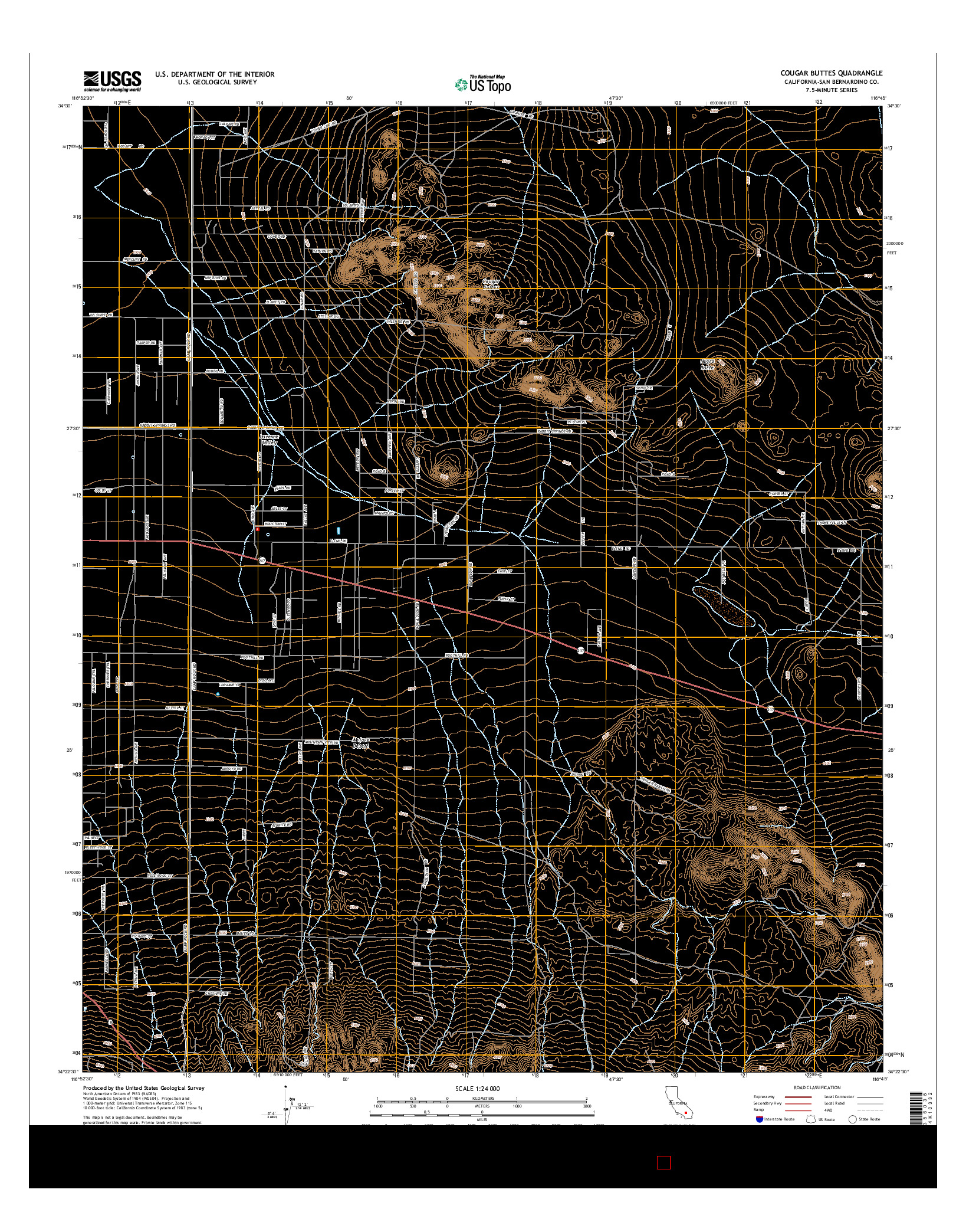 USGS US TOPO 7.5-MINUTE MAP FOR COUGAR BUTTES, CA 2015