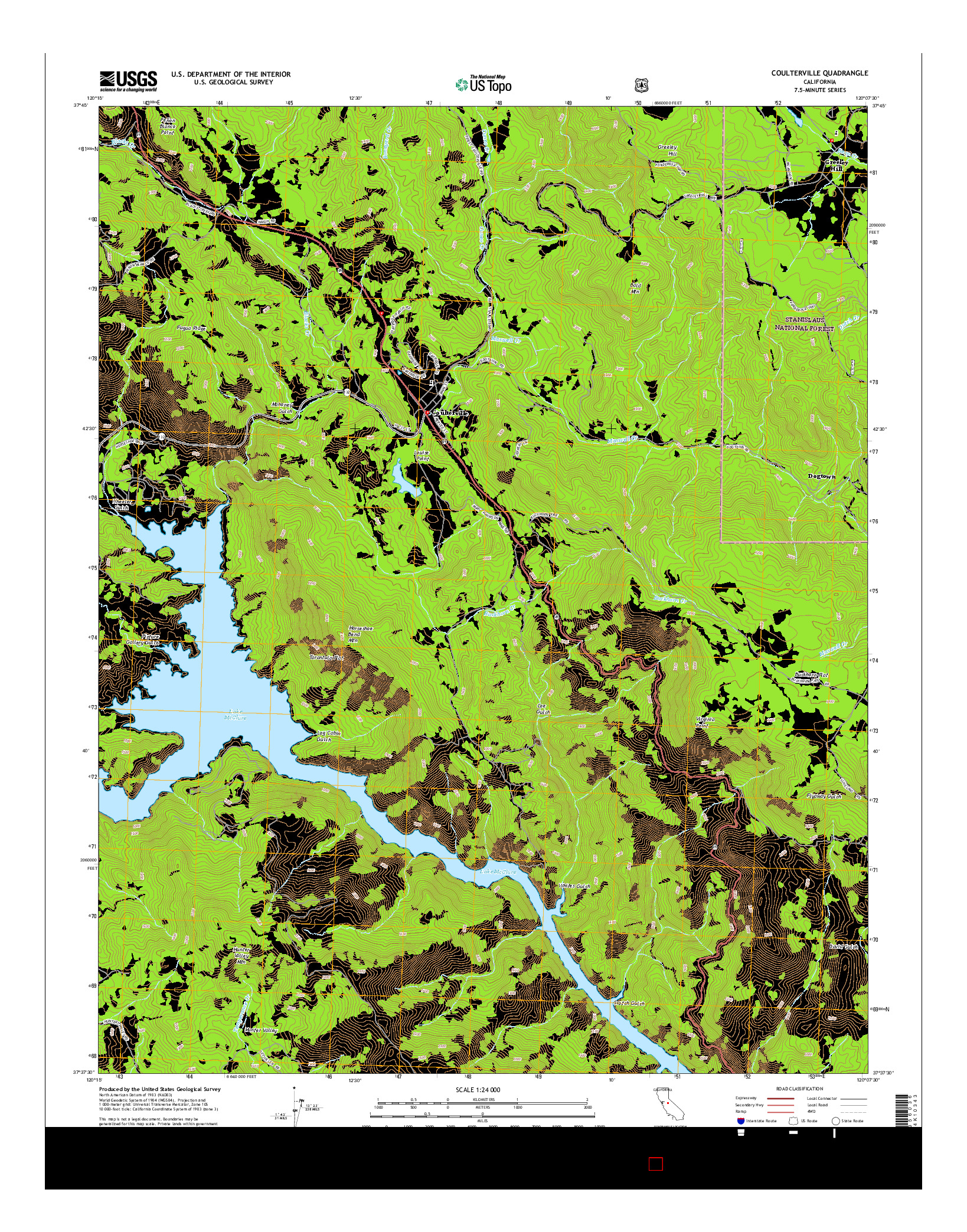 USGS US TOPO 7.5-MINUTE MAP FOR COULTERVILLE, CA 2015