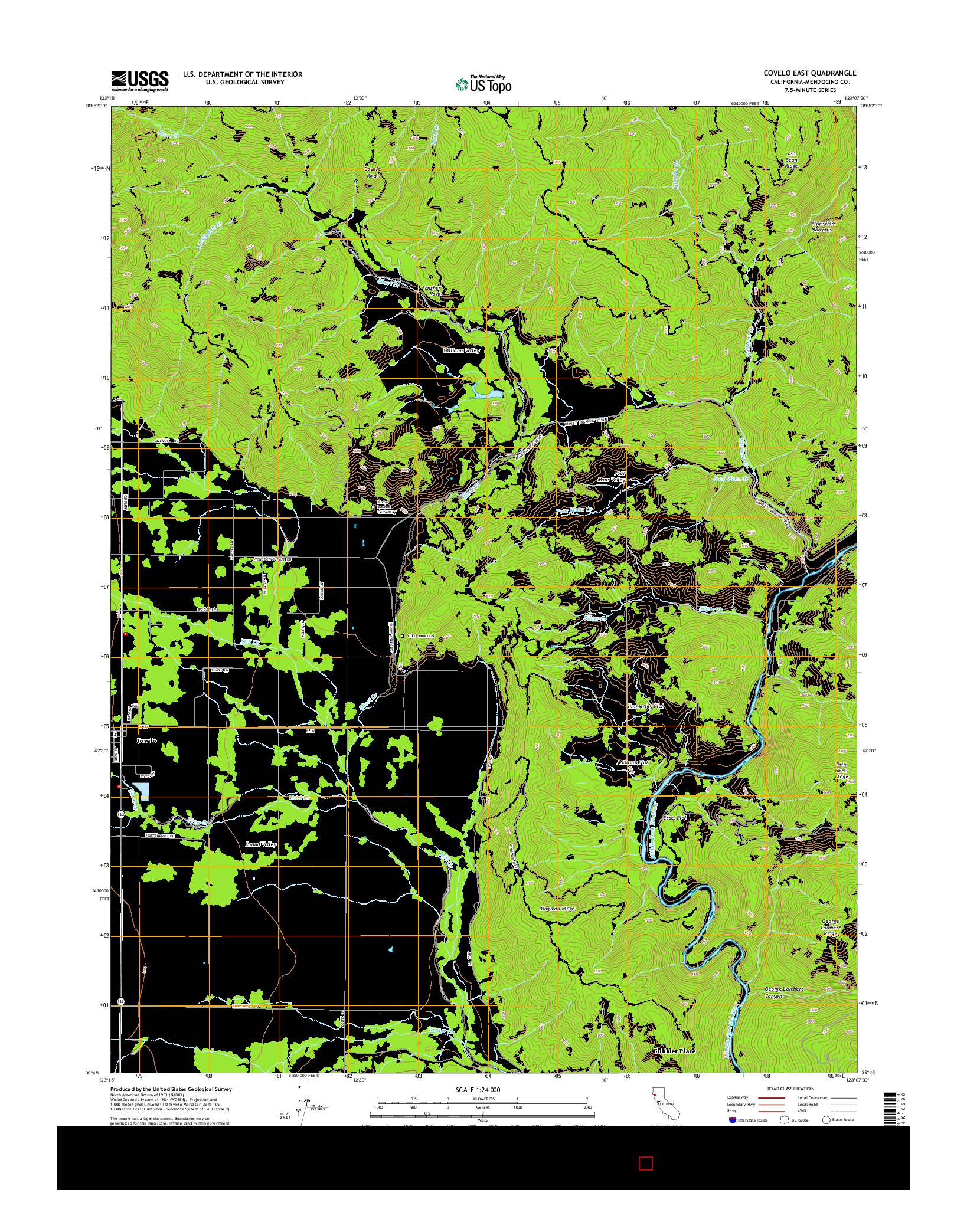 USGS US TOPO 7.5-MINUTE MAP FOR COVELO EAST, CA 2015