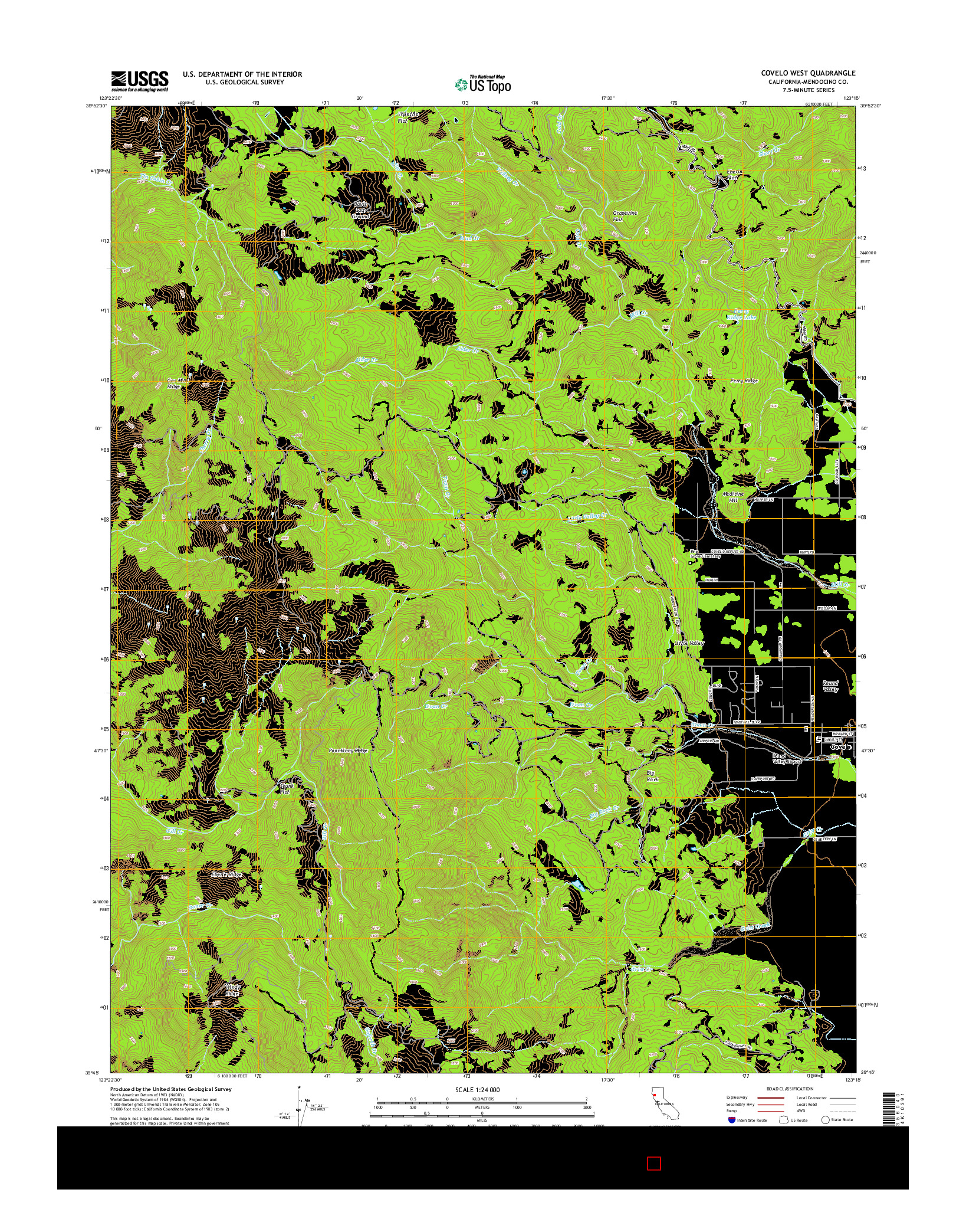 USGS US TOPO 7.5-MINUTE MAP FOR COVELO WEST, CA 2015