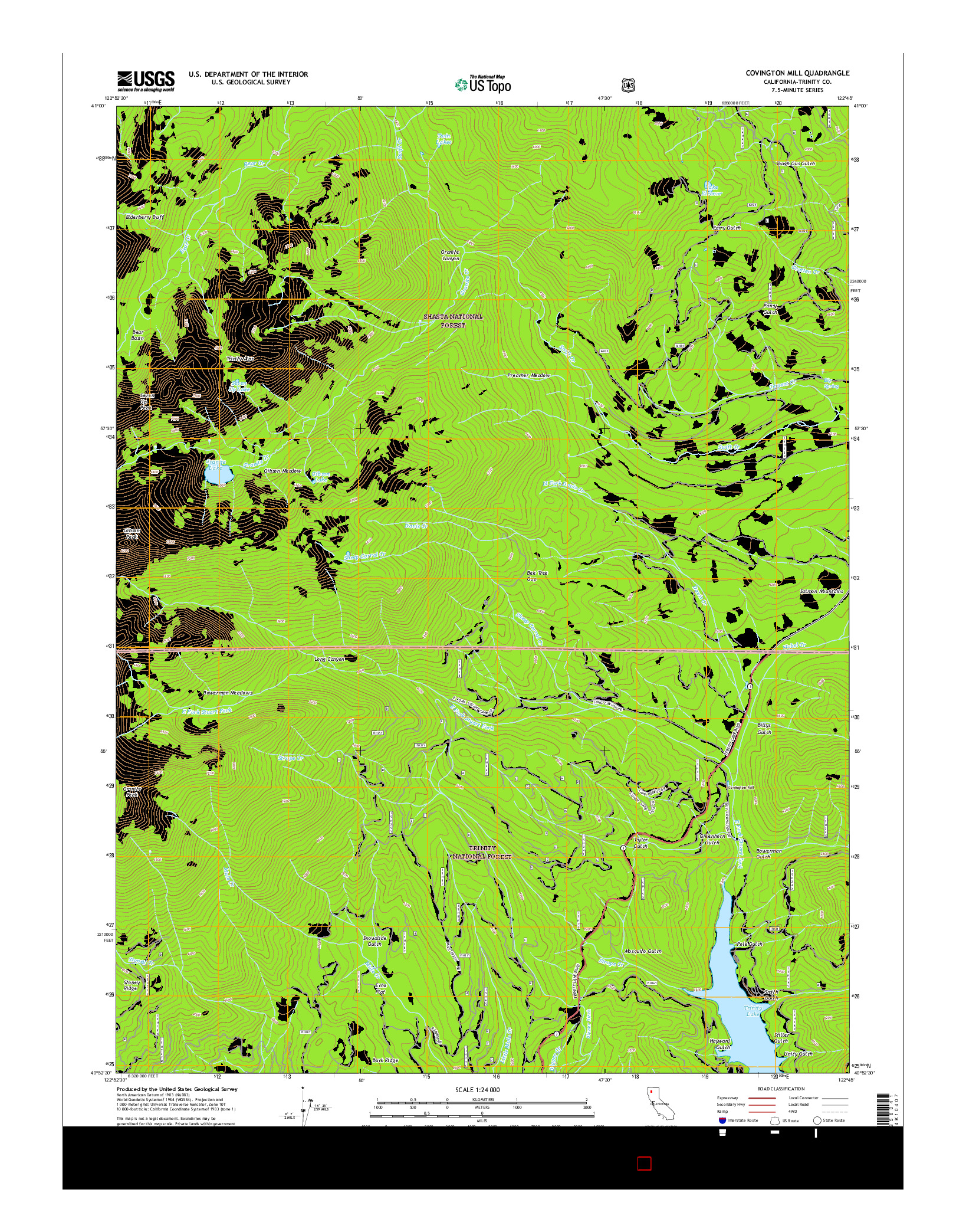 USGS US TOPO 7.5-MINUTE MAP FOR COVINGTON MILL, CA 2015