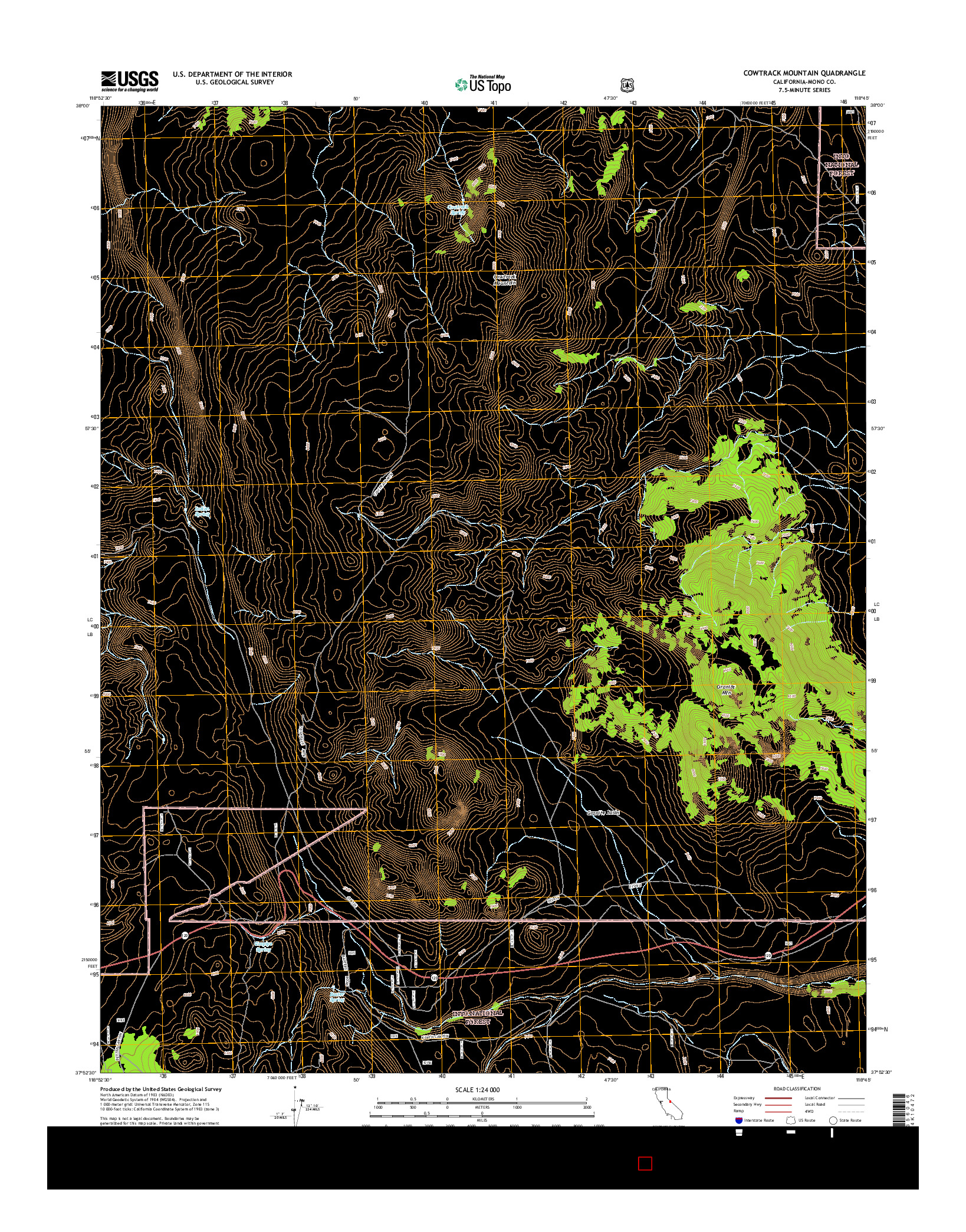 USGS US TOPO 7.5-MINUTE MAP FOR COWTRACK MOUNTAIN, CA 2015