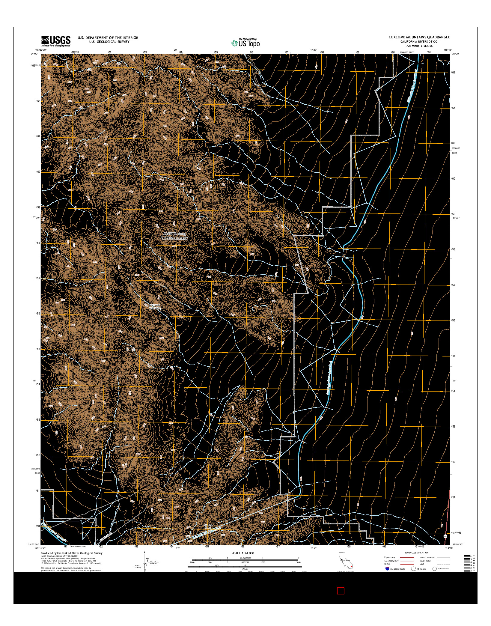 USGS US TOPO 7.5-MINUTE MAP FOR COXCOMB MOUNTAINS, CA 2015