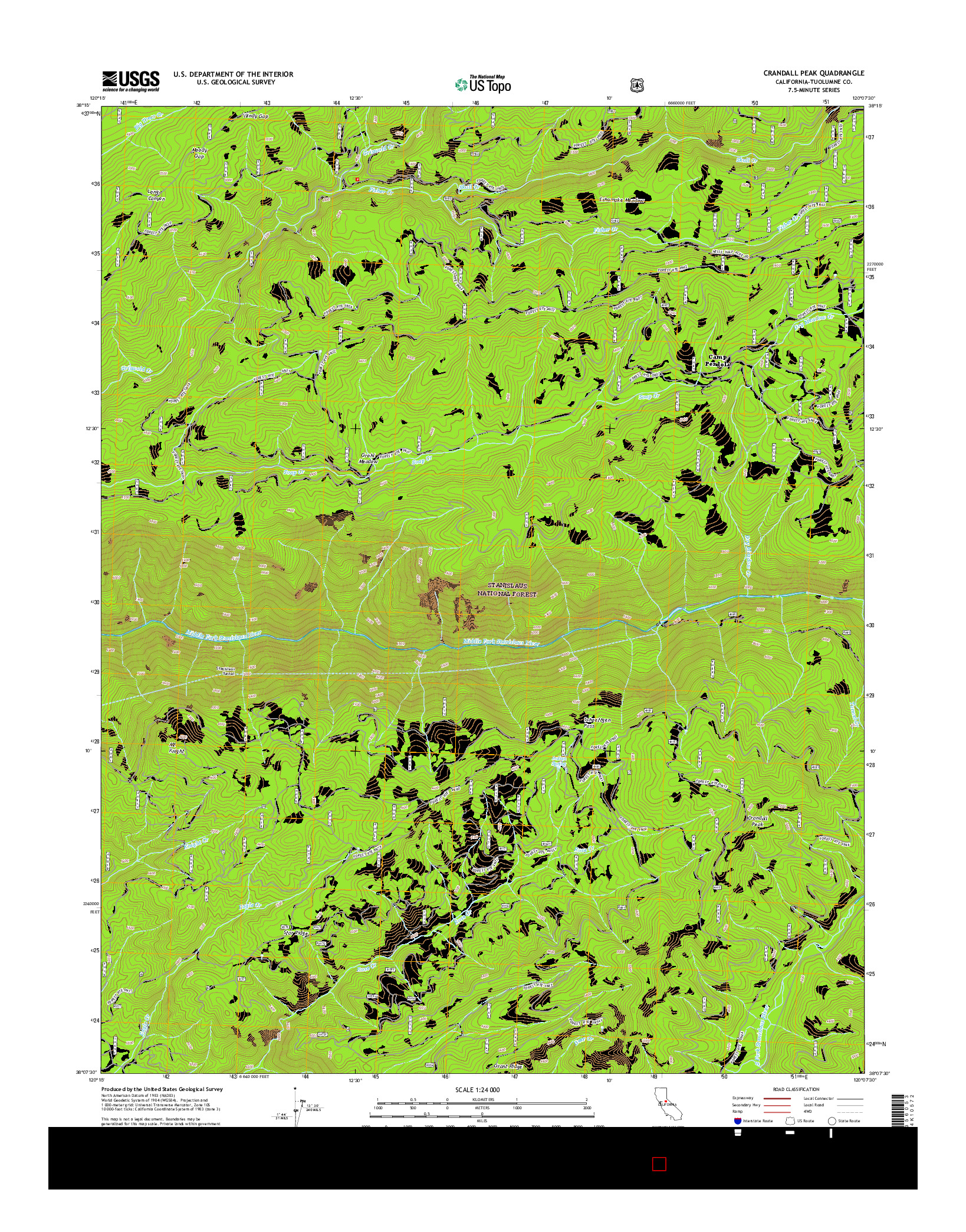 USGS US TOPO 7.5-MINUTE MAP FOR CRANDALL PEAK, CA 2015