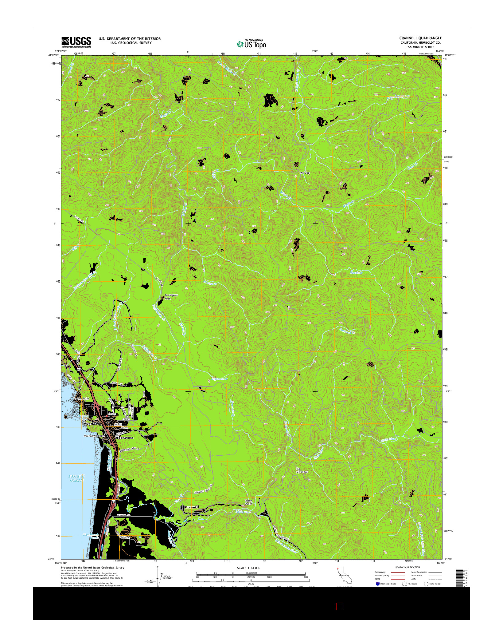 USGS US TOPO 7.5-MINUTE MAP FOR CRANNELL, CA 2015