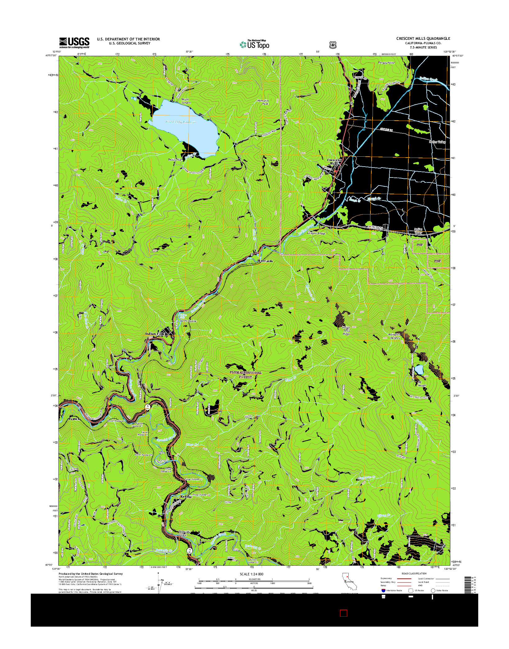 USGS US TOPO 7.5-MINUTE MAP FOR CRESCENT MILLS, CA 2015