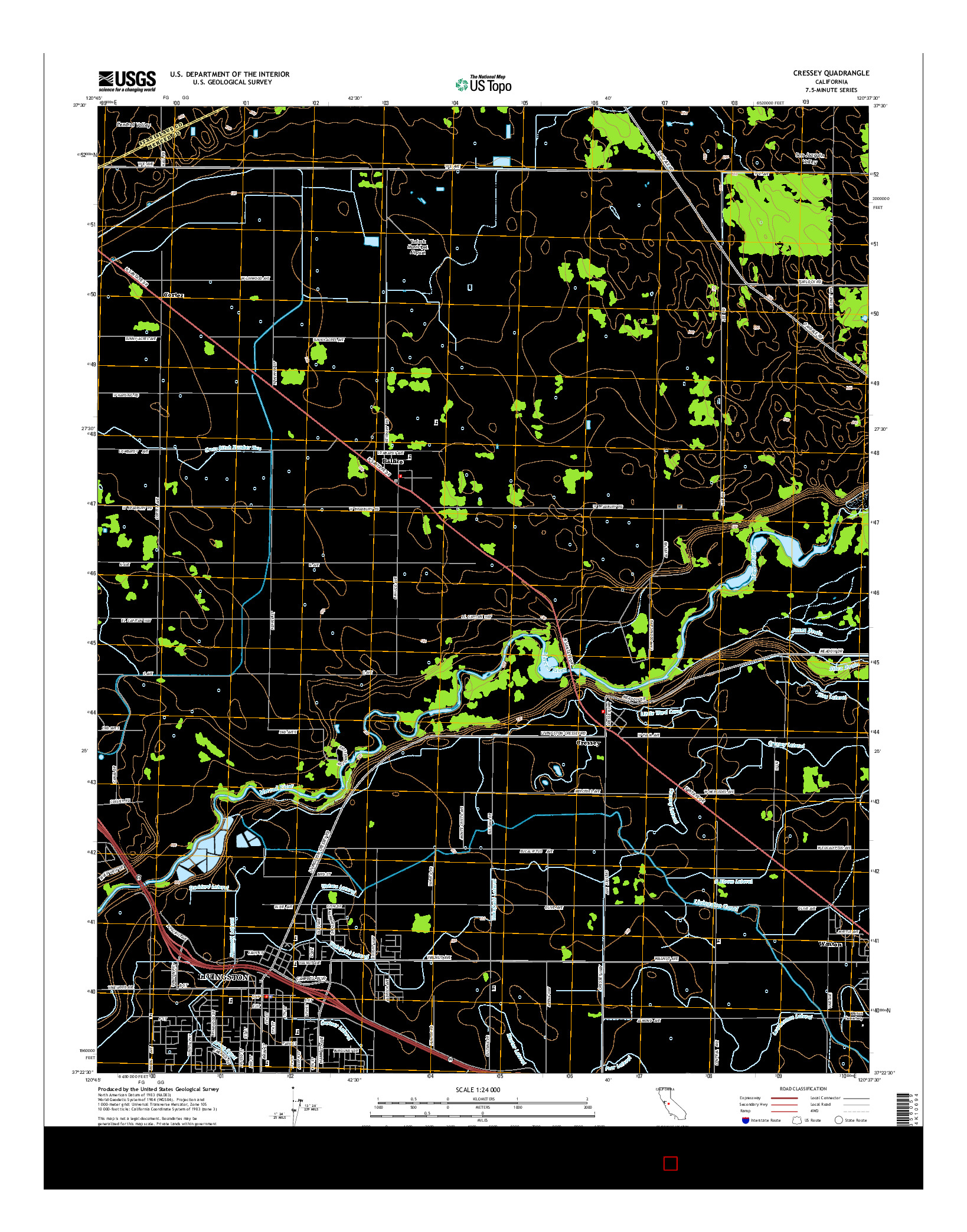 USGS US TOPO 7.5-MINUTE MAP FOR CRESSEY, CA 2015