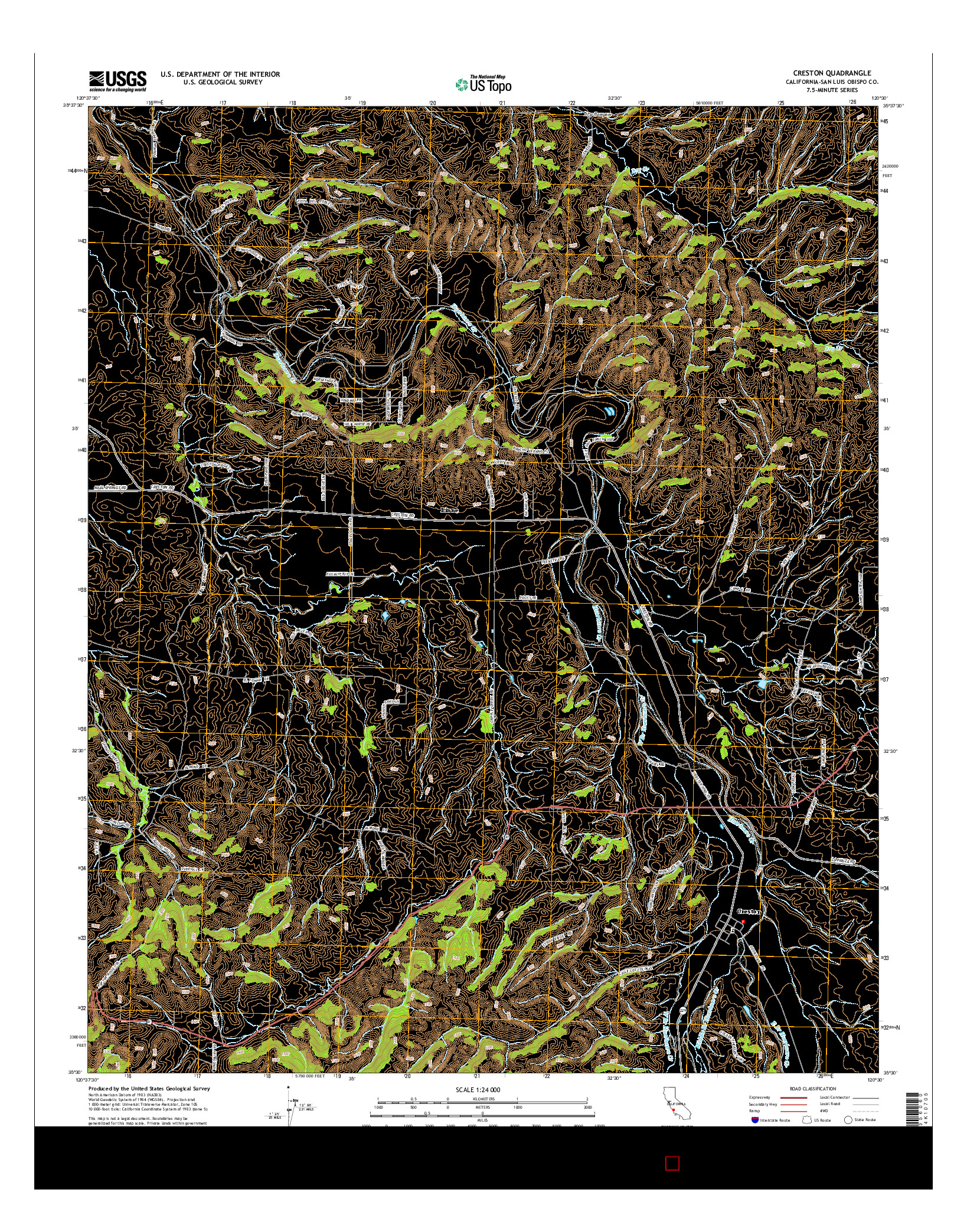 USGS US TOPO 7.5-MINUTE MAP FOR CRESTON, CA 2015