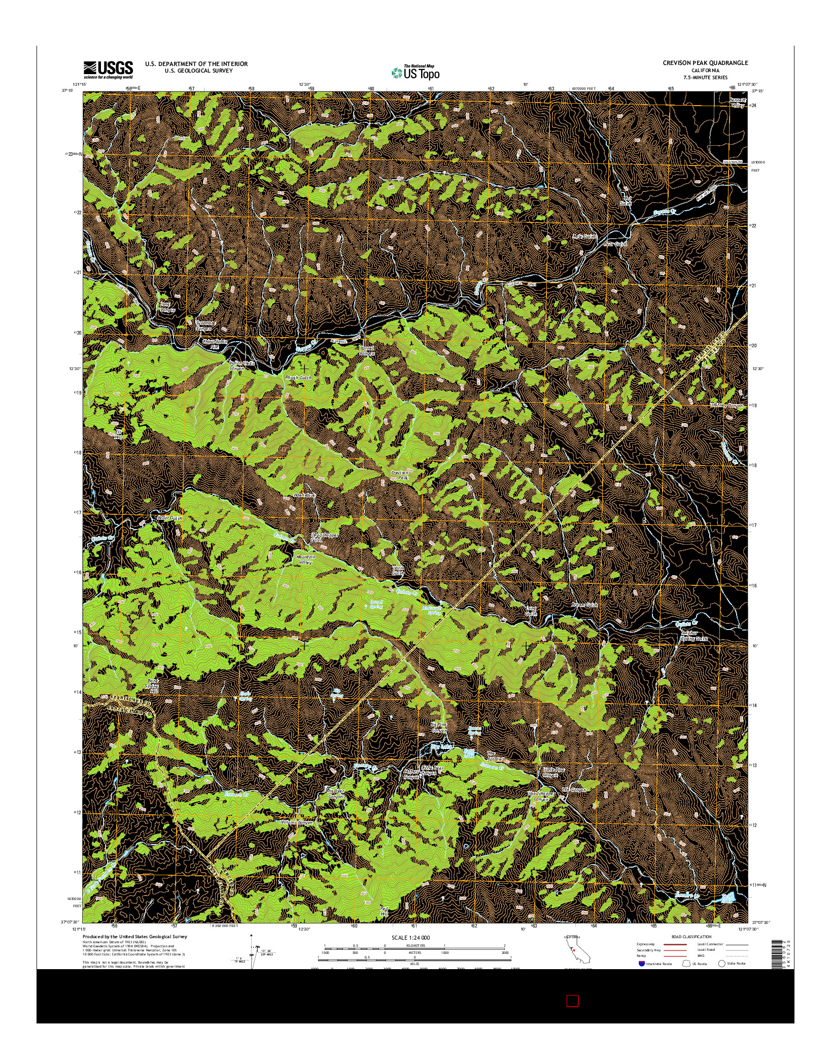 USGS US TOPO 7.5-MINUTE MAP FOR CREVISON PEAK, CA 2015