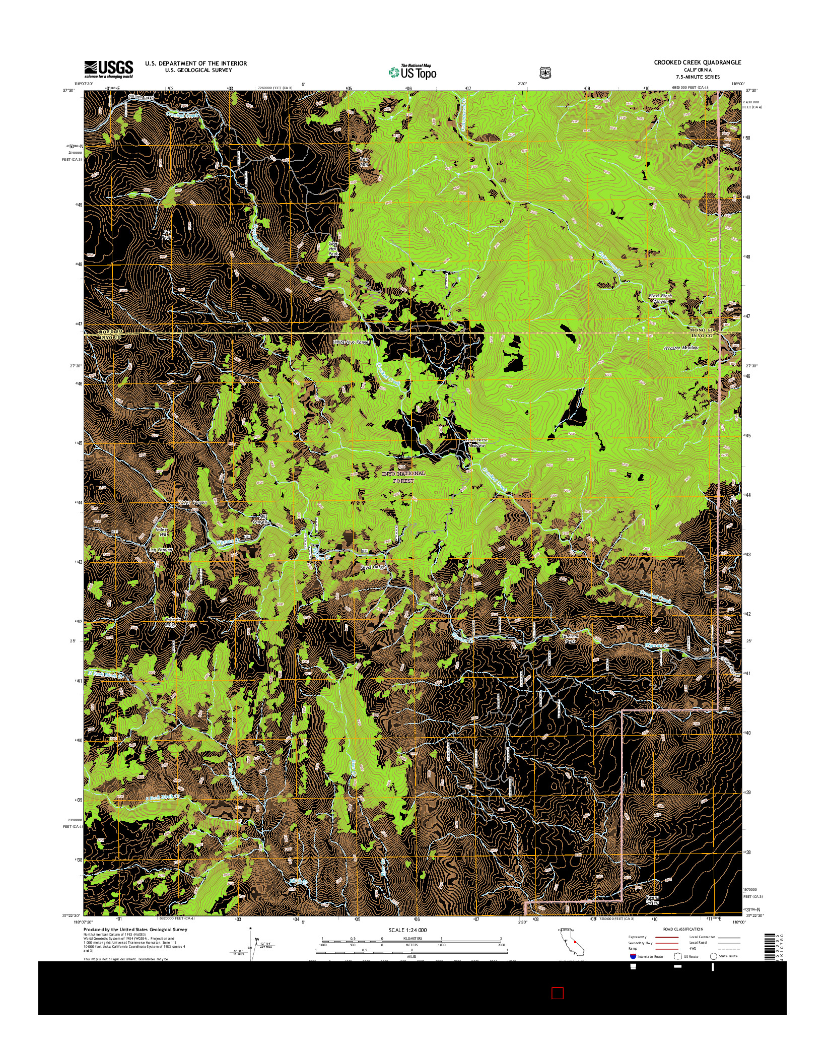 USGS US TOPO 7.5-MINUTE MAP FOR CROOKED CREEK, CA 2015
