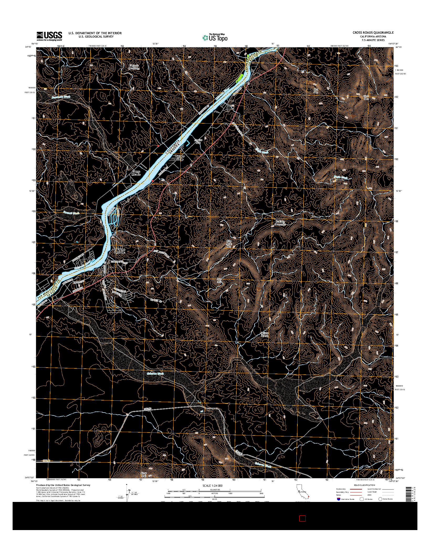 USGS US TOPO 7.5-MINUTE MAP FOR CROSS ROADS, CA-AZ 2015