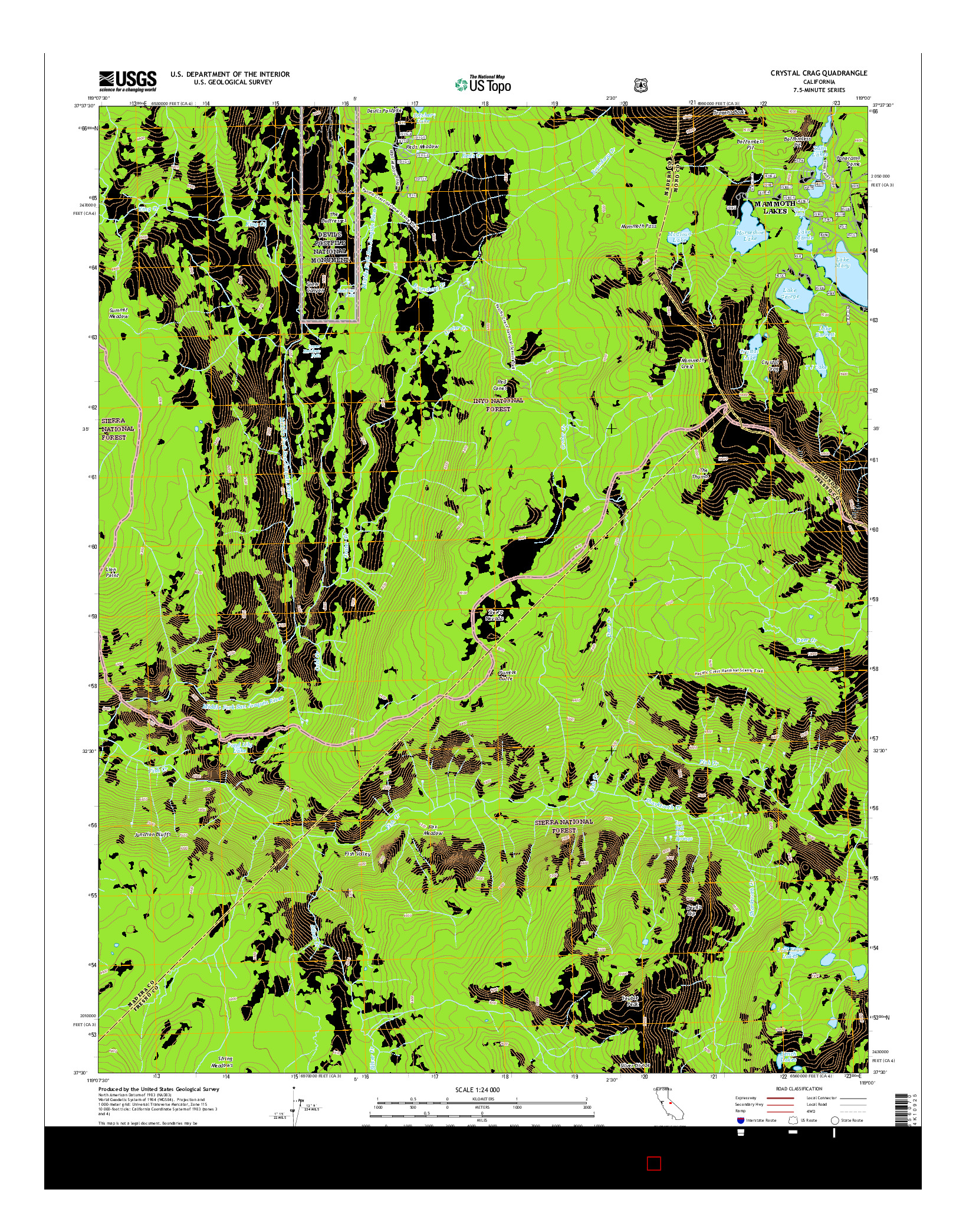USGS US TOPO 7.5-MINUTE MAP FOR CRYSTAL CRAG, CA 2015