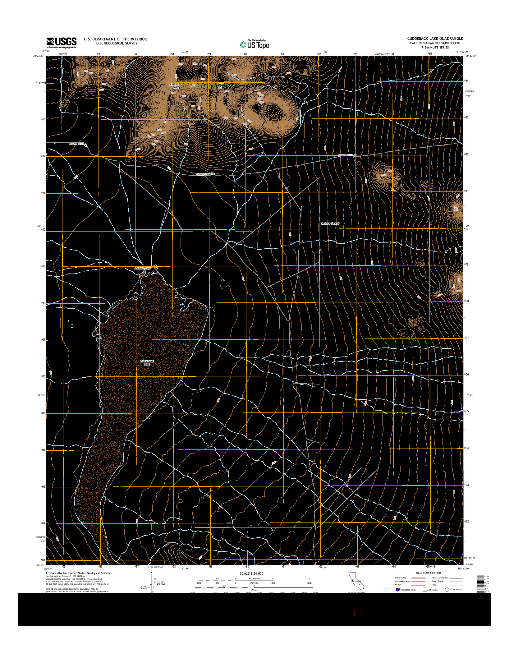 USGS US TOPO 7.5-MINUTE MAP FOR CUDDEBACK LAKE, CA 2015