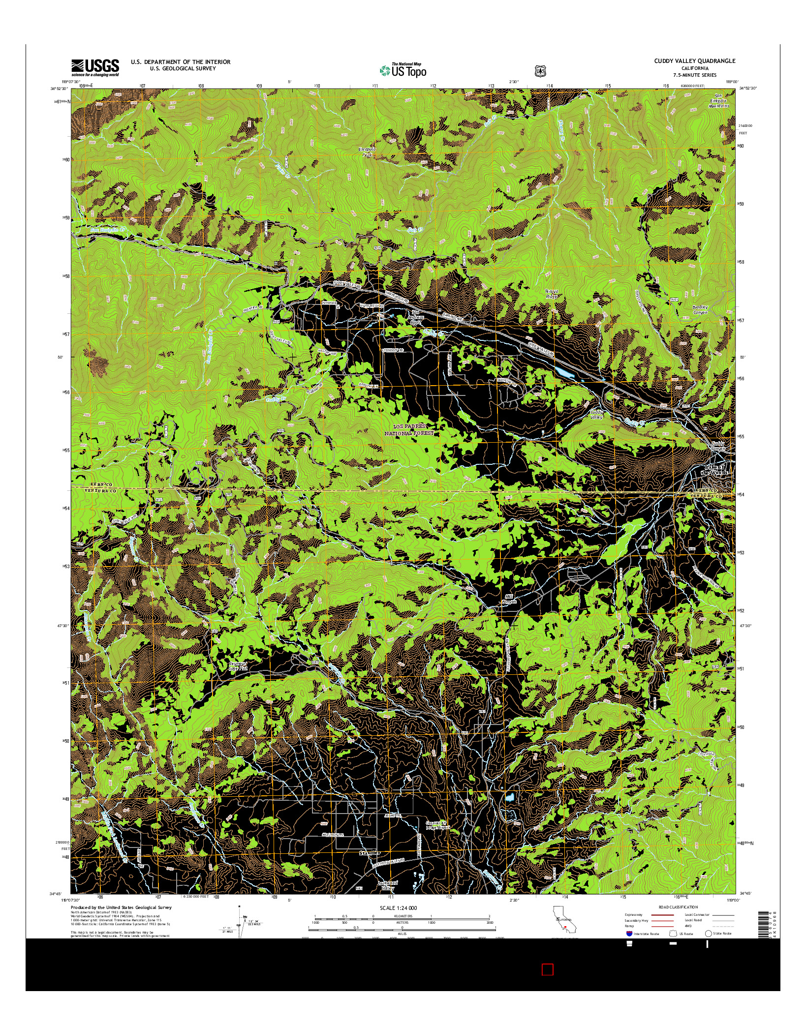 USGS US TOPO 7.5-MINUTE MAP FOR CUDDY VALLEY, CA 2015