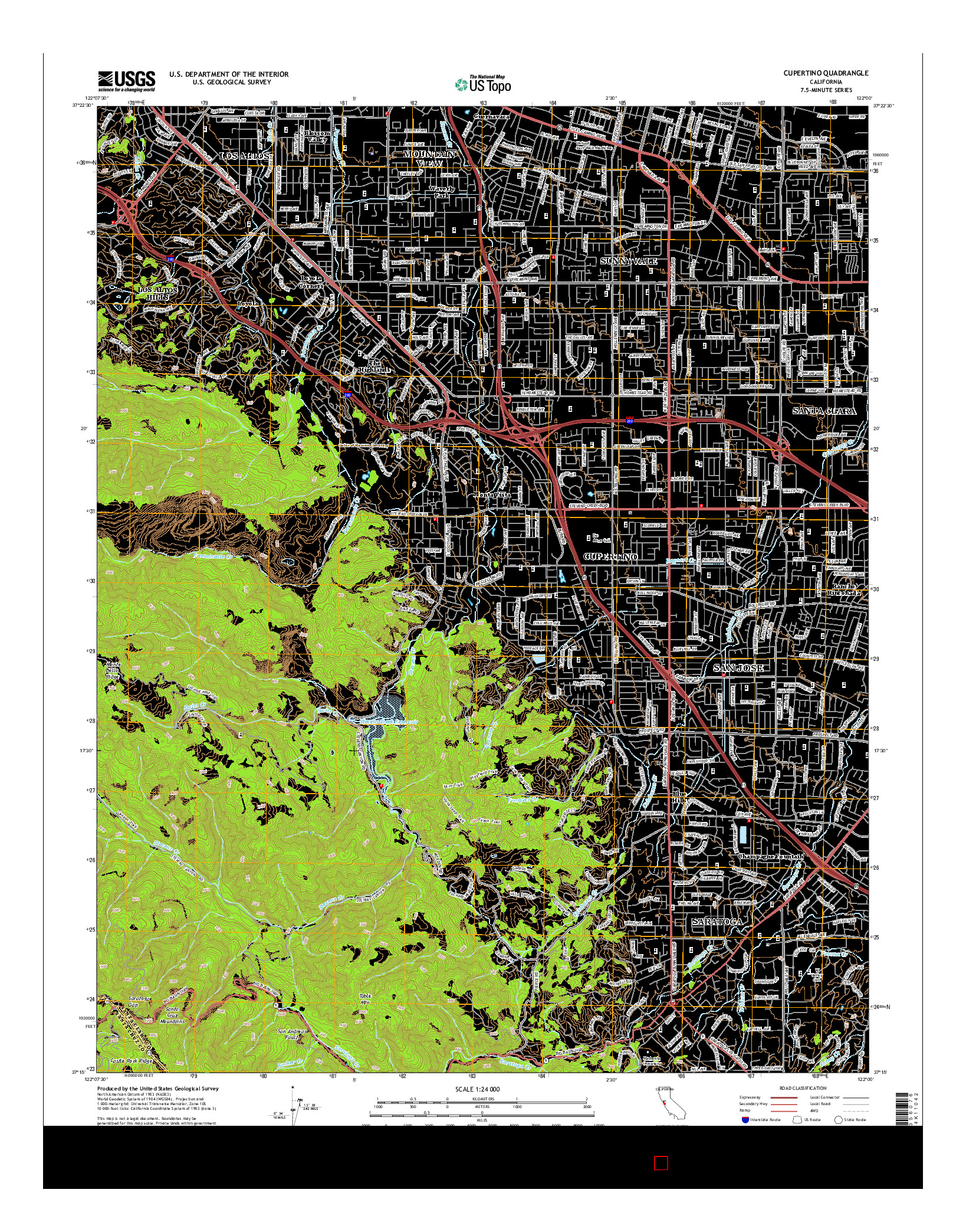 USGS US TOPO 7.5-MINUTE MAP FOR CUPERTINO, CA 2015