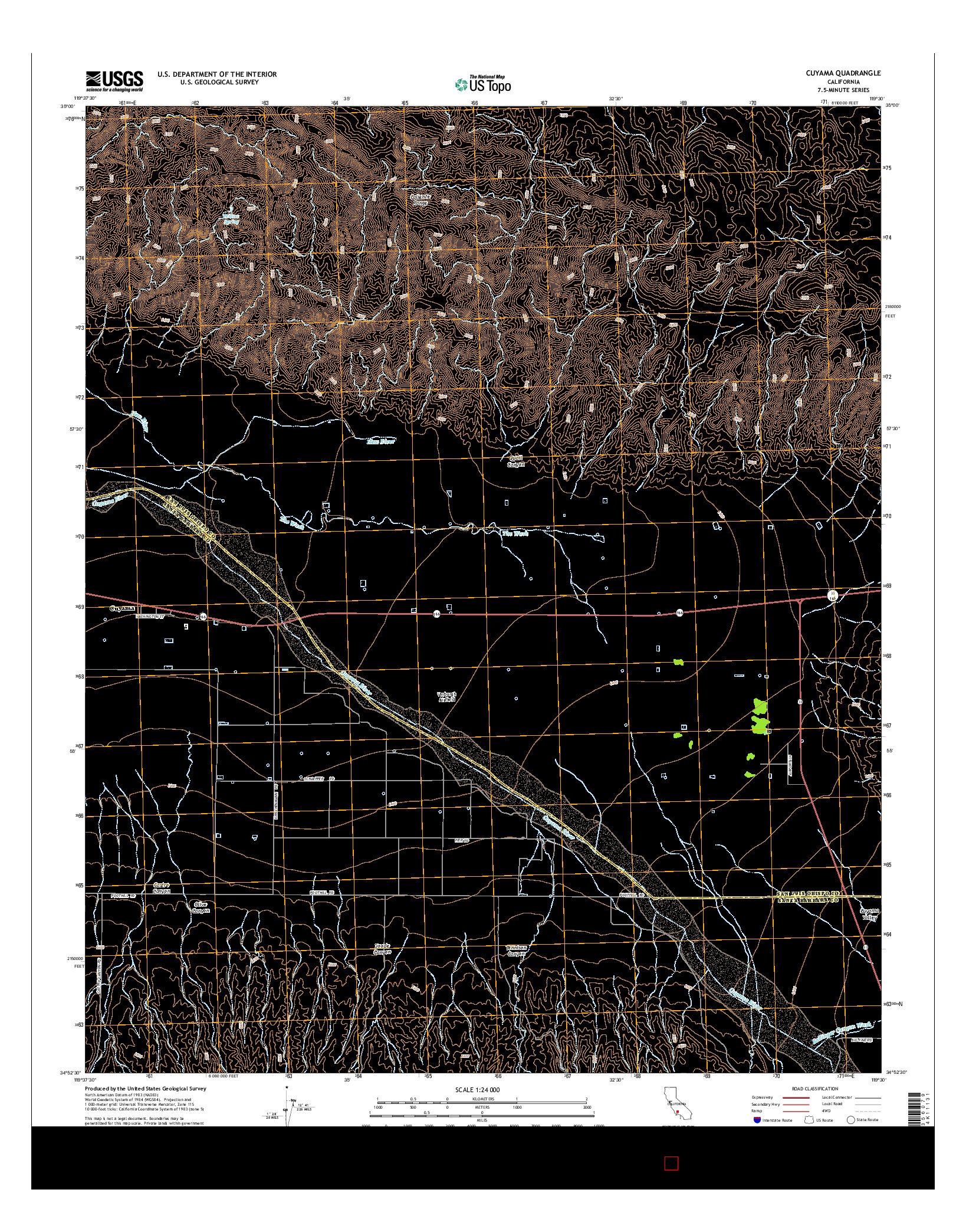 USGS US TOPO 7.5-MINUTE MAP FOR CUYAMA, CA 2015