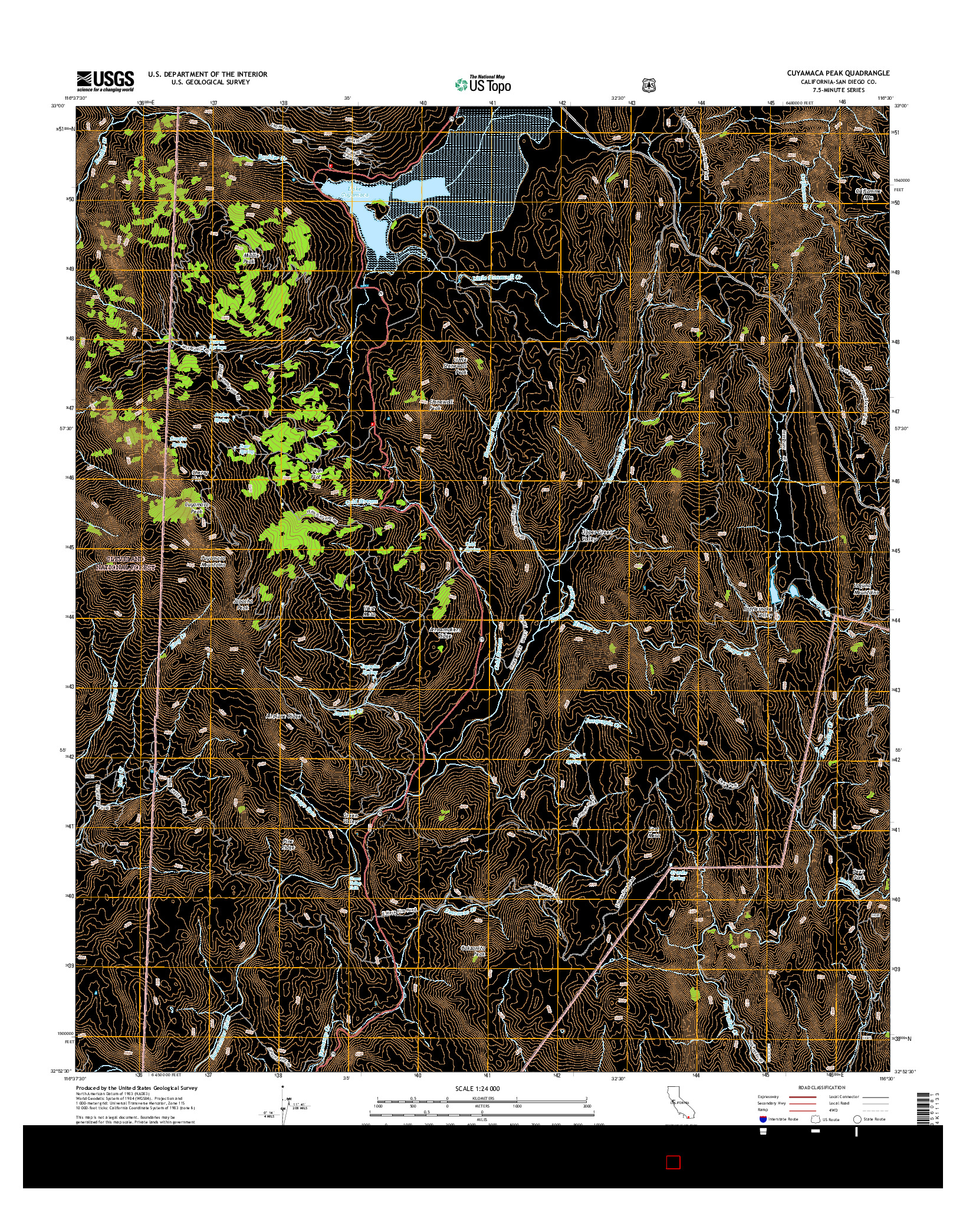 USGS US TOPO 7.5-MINUTE MAP FOR CUYAMACA PEAK, CA 2015