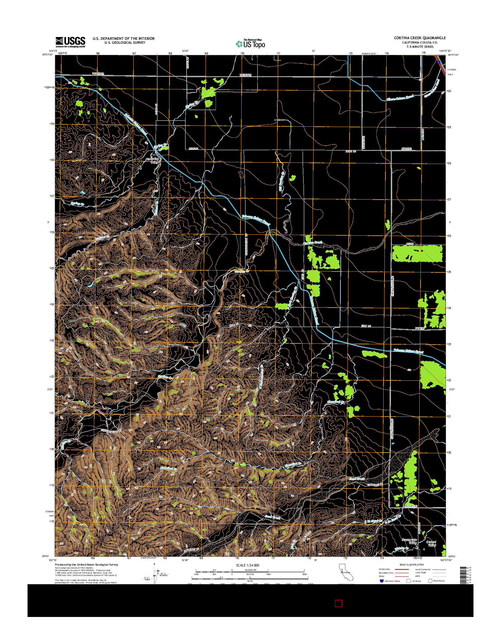 USGS US TOPO 7.5-MINUTE MAP FOR CORTINA CREEK, CA 2015