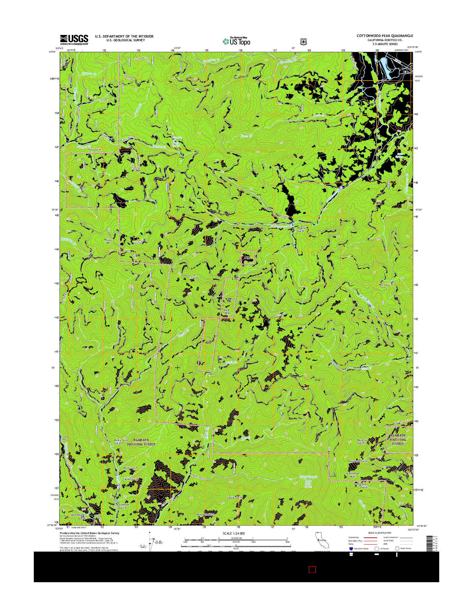 USGS US TOPO 7.5-MINUTE MAP FOR COTTONWOOD PEAK, CA 2015