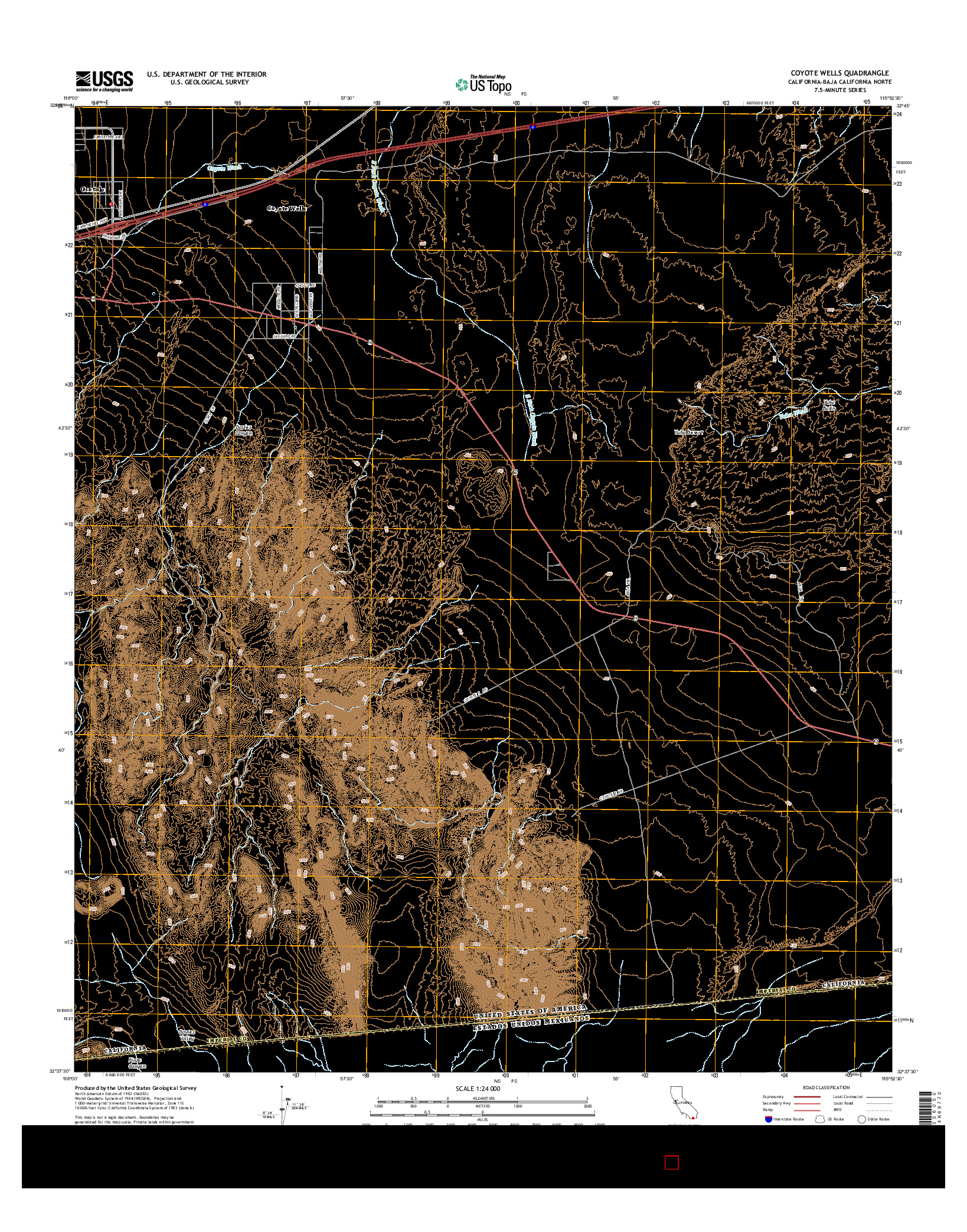 USGS US TOPO 7.5-MINUTE MAP FOR COYOTE WELLS, CA-BCN 2015